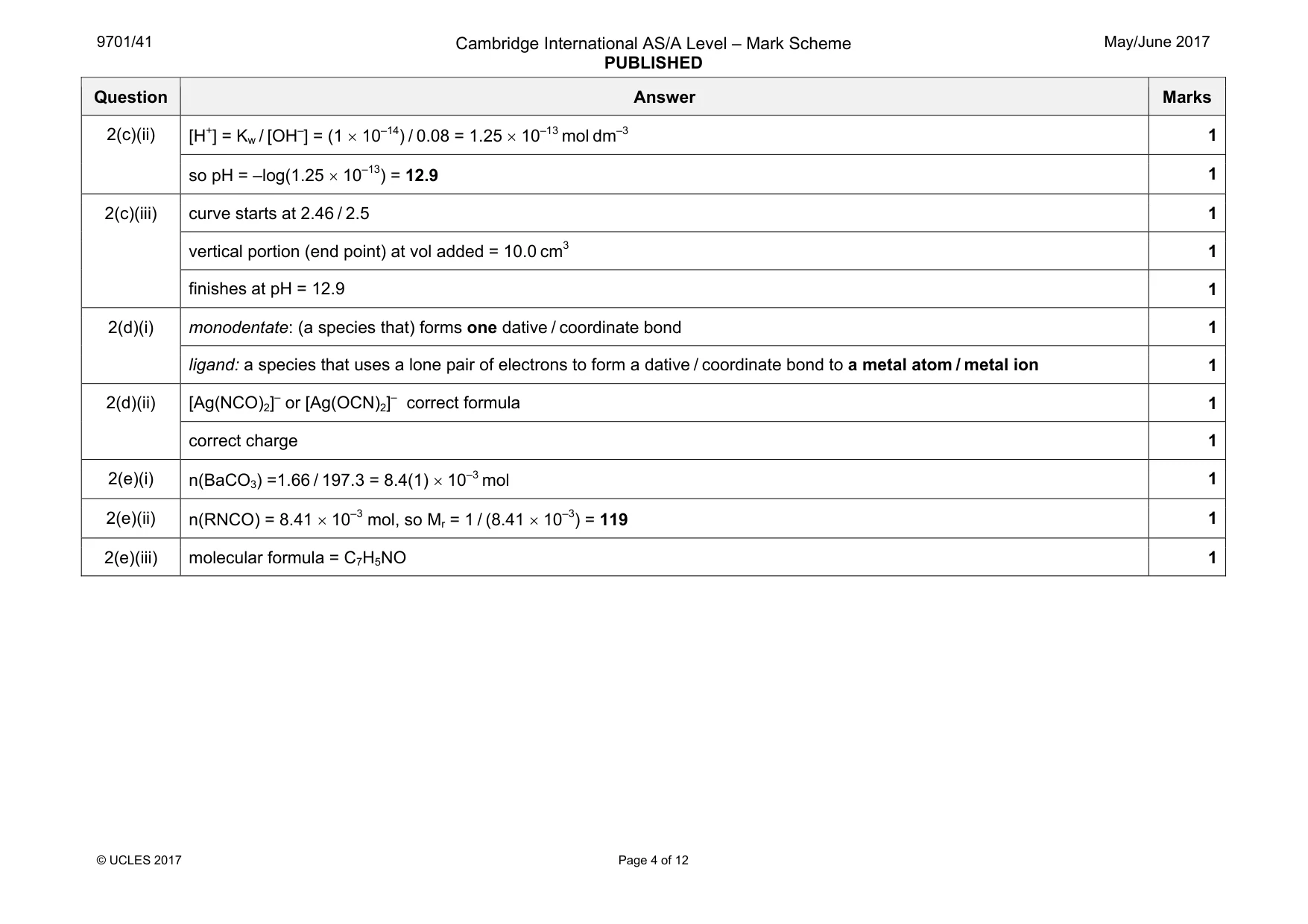 Mark scheme, page 4 of 12