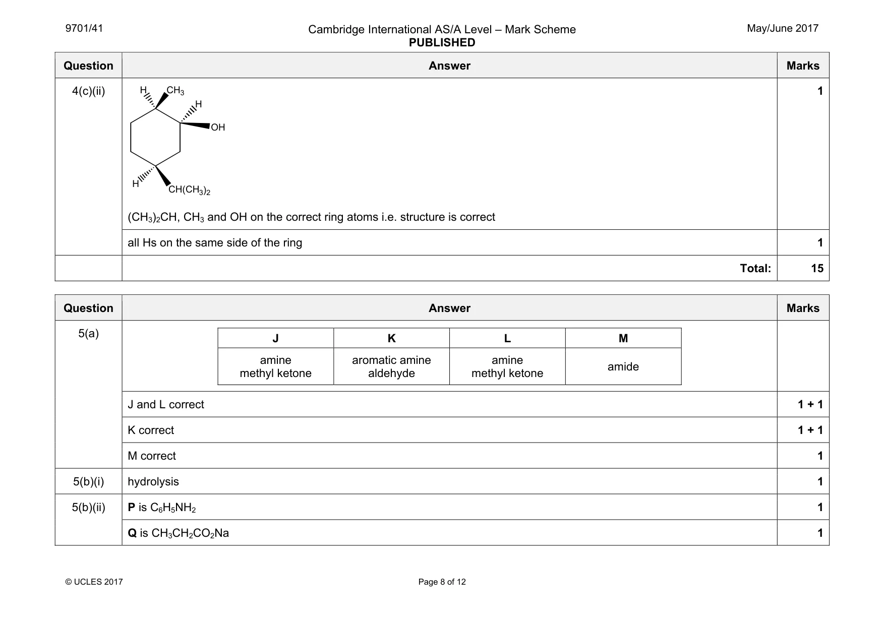 Mark scheme, page 8 of 12