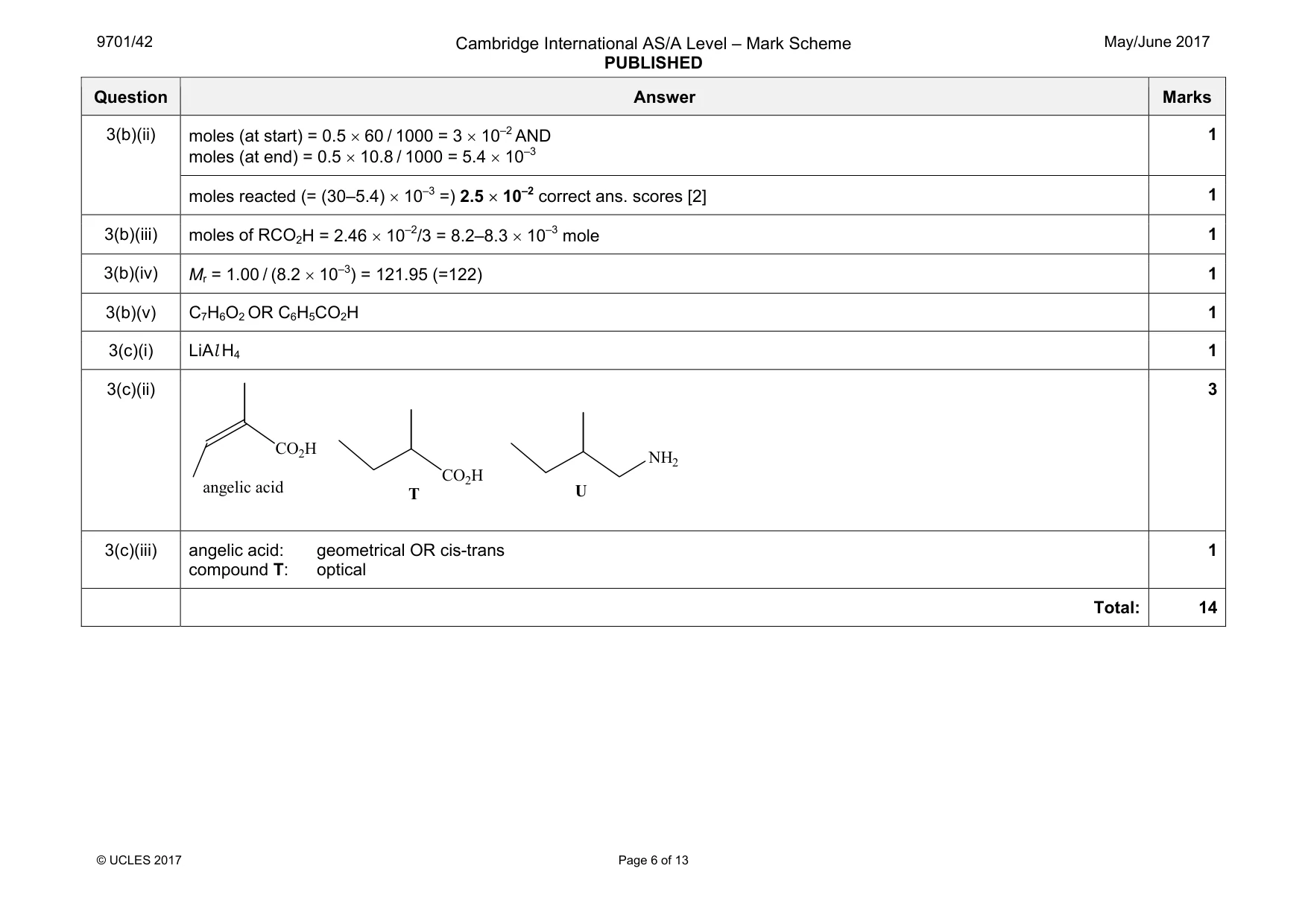 Mark scheme, page 6 of 13
