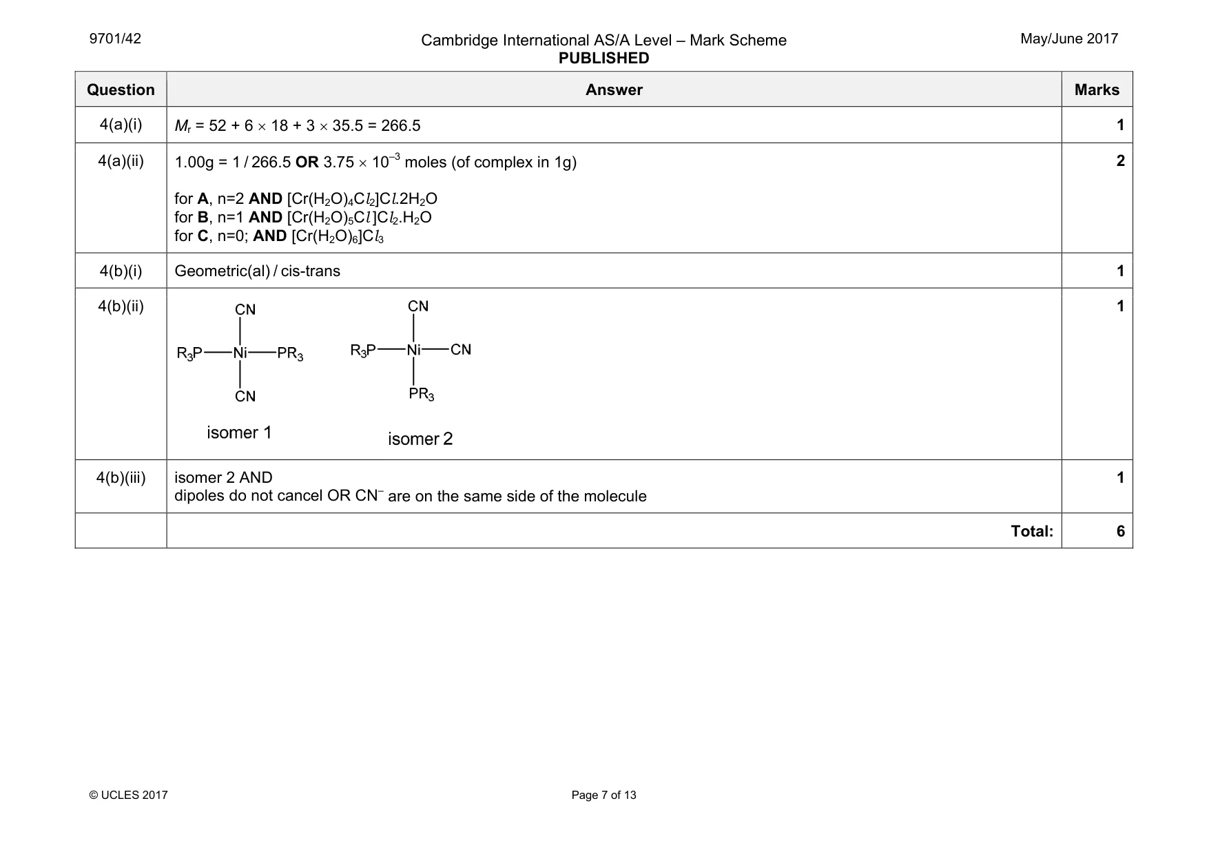Mark scheme, page 7 of 13