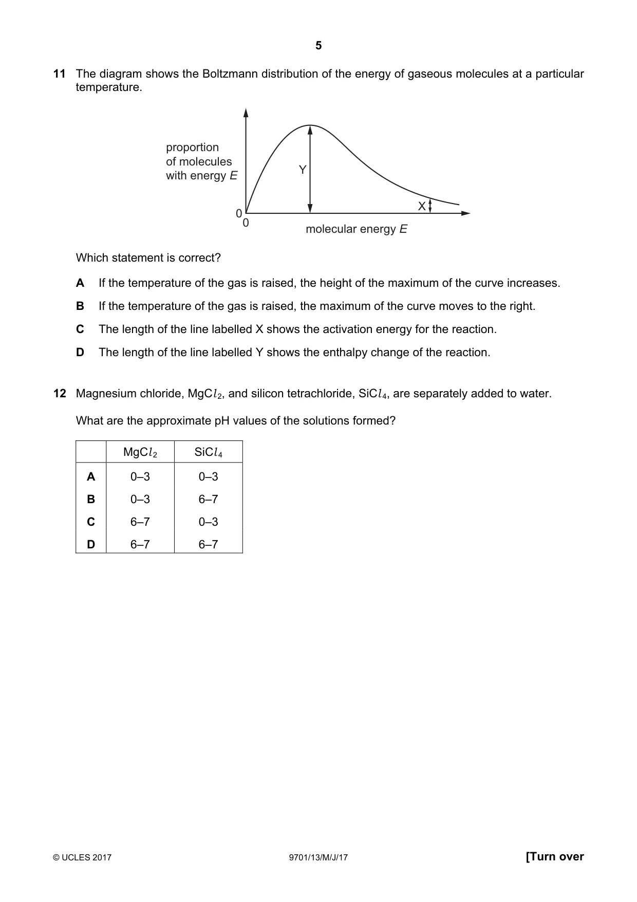 Cambridge A Level Chemistry 9701 2017 May/June Paper 1 · Variant 3 question paper, page 5 of 16