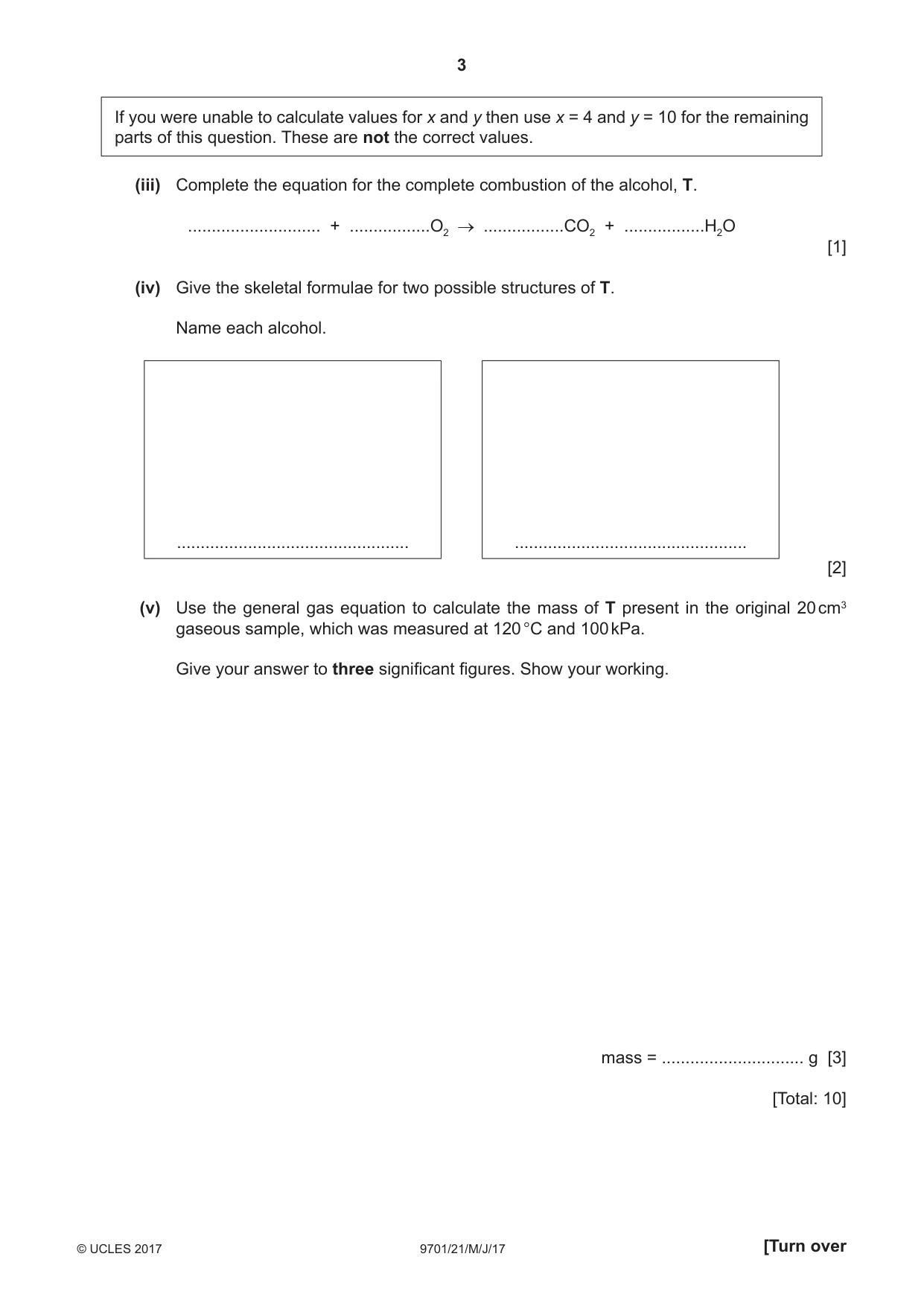 Cambridge A Level Chemistry 9701 2017 May/June Paper 2 · Variant 1 question paper, page 3 of 12