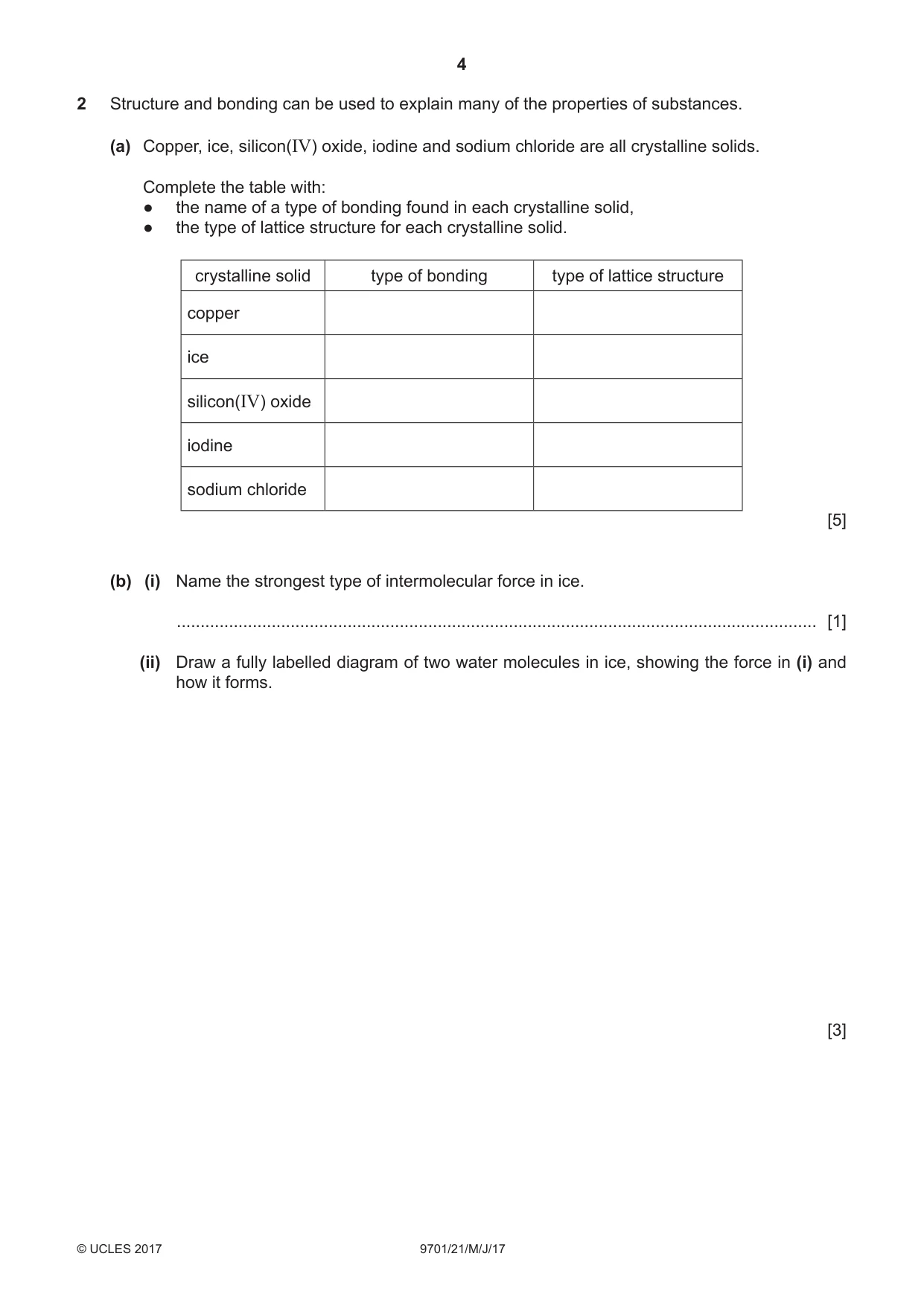 Cambridge A Level Chemistry 9701 2017 May/June Paper 2 · Variant 1 question paper, page 4 of 12