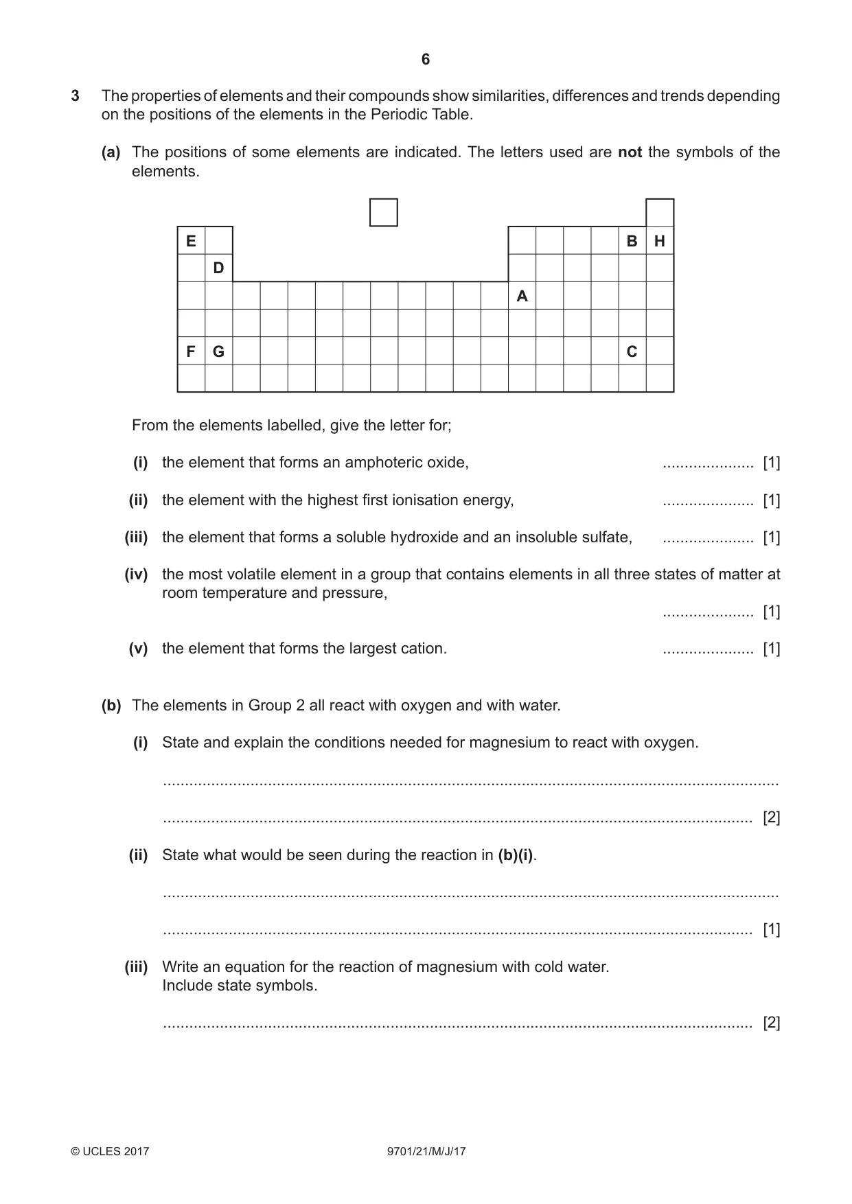 Cambridge A Level Chemistry 9701 2017 May/June Paper 2 · Variant 1 question paper, page 6 of 12