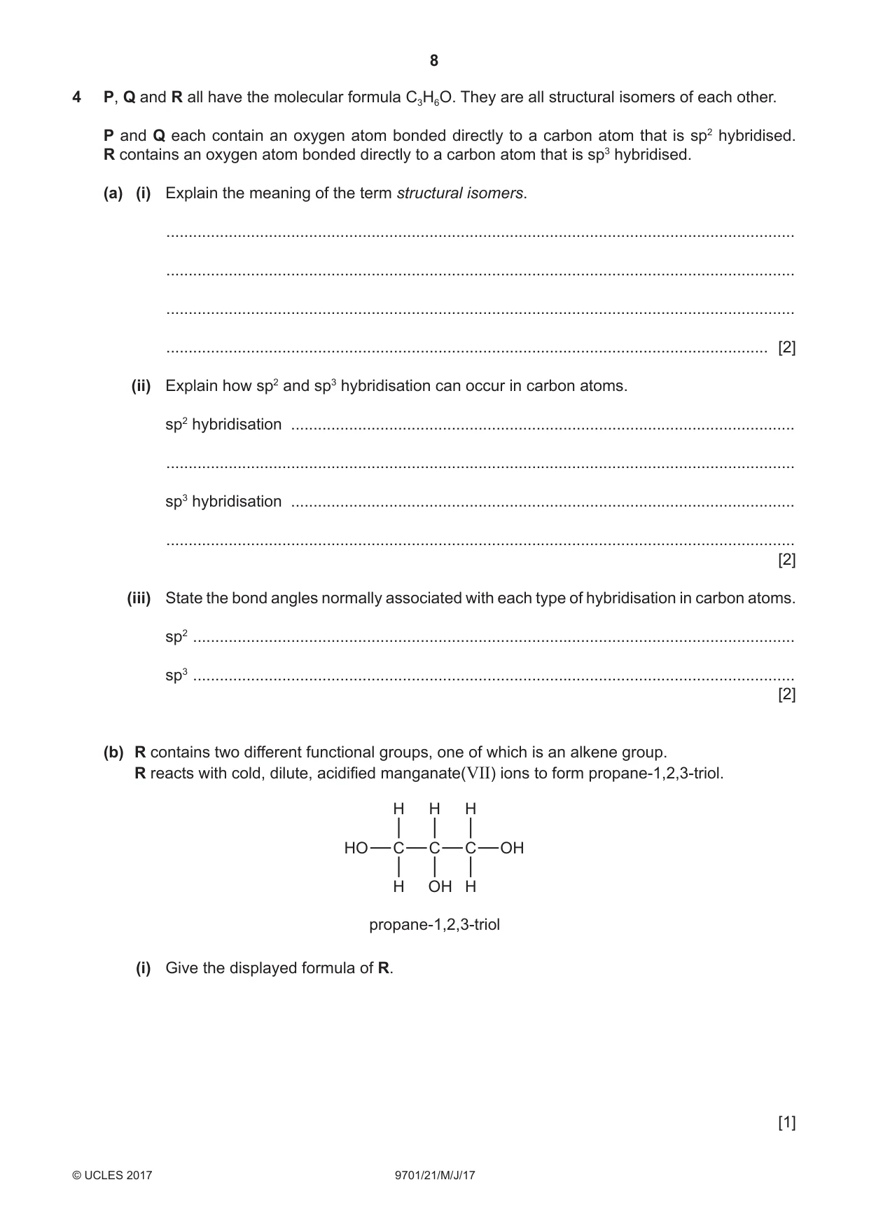 Cambridge A Level Chemistry 9701 2017 May/June Paper 2 · Variant 1 question paper, page 8 of 12