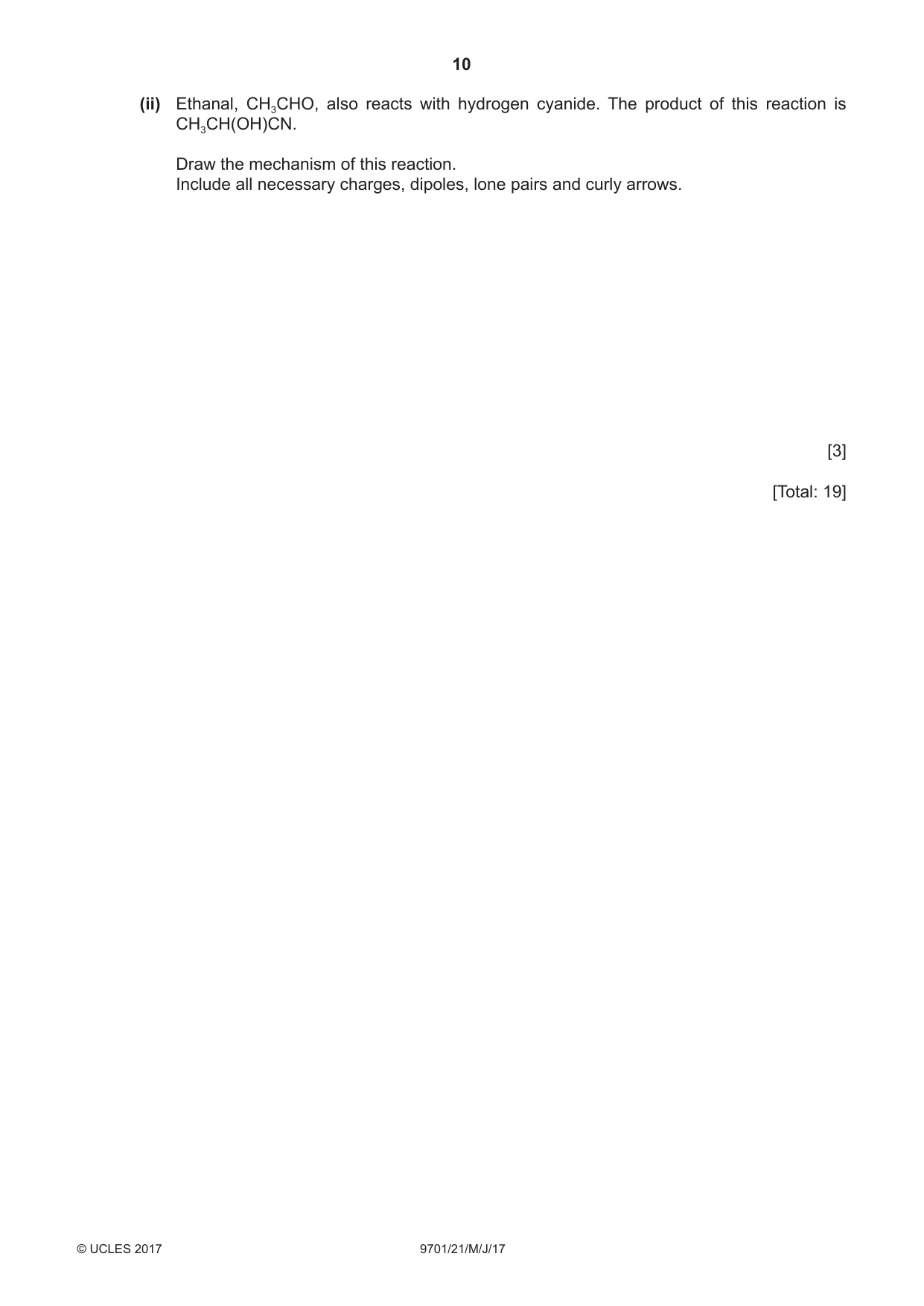 Cambridge A Level Chemistry 9701 2017 May/June Paper 2 · Variant 1 question paper, page 10 of 12