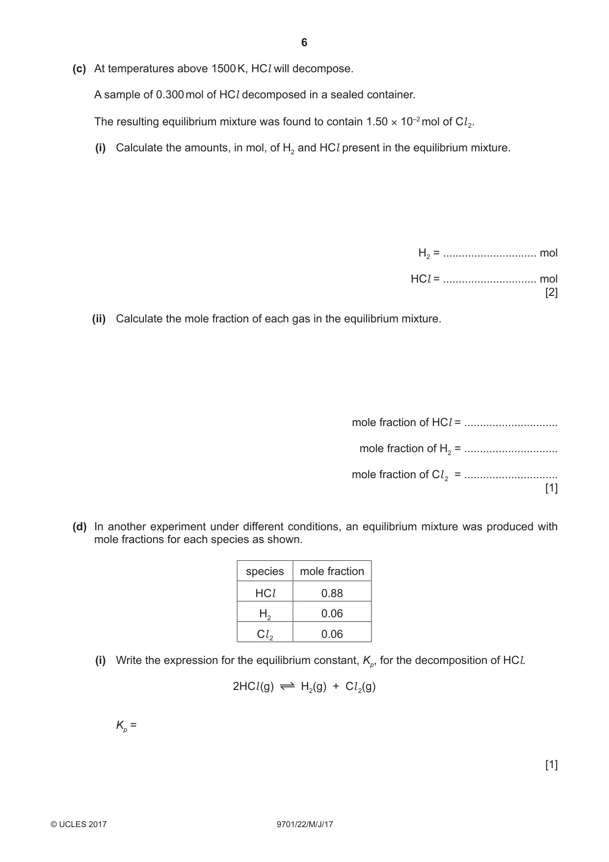 Cambridge A Level Chemistry 9701 2017 May/June Paper 2 · Variant 2 question paper, page 6 of 12