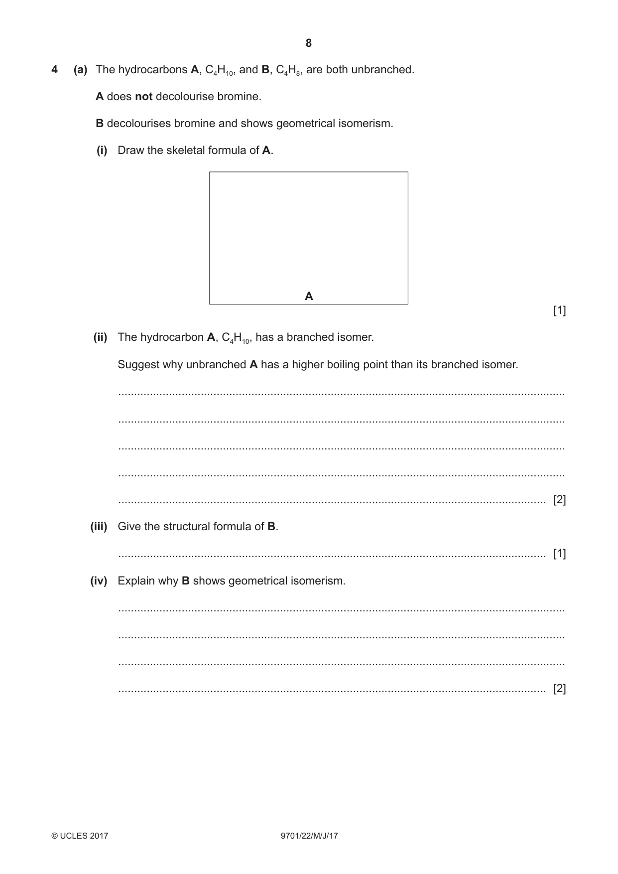 Cambridge A Level Chemistry 9701 2017 May/June Paper 2 · Variant 2 question paper, page 8 of 12