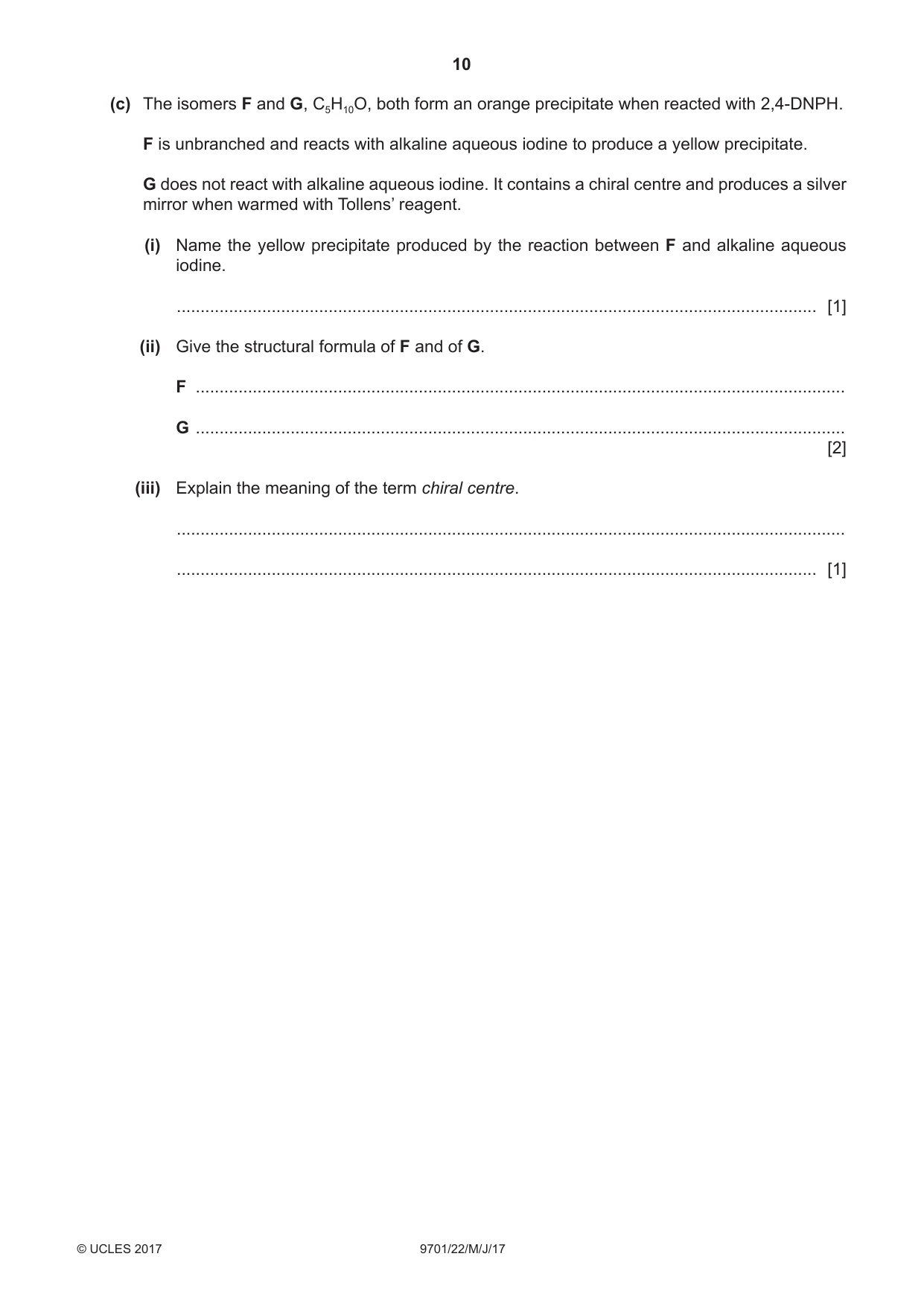 Cambridge A Level Chemistry 9701 2017 May/June Paper 2 · Variant 2 question paper, page 10 of 12
