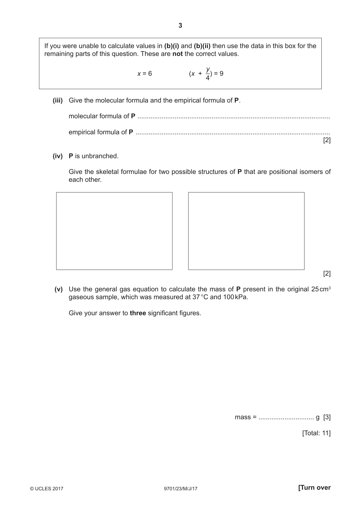 Cambridge A Level Chemistry 9701 2017 May/June Paper 2 · Variant 3 question paper, page 3 of 12