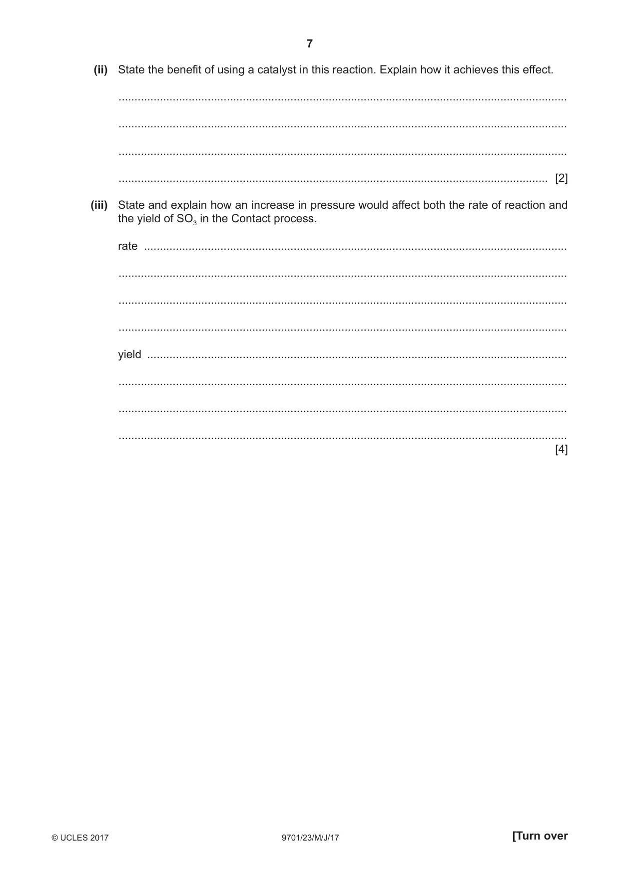 Cambridge A Level Chemistry 9701 2017 May/June Paper 2 · Variant 3 question paper, page 7 of 12