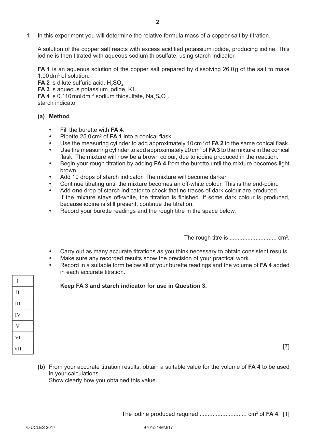 Cambridge A Level Chemistry 9701 2017 May/June Paper 3 · Variant 1 question paper, page 2 of 12