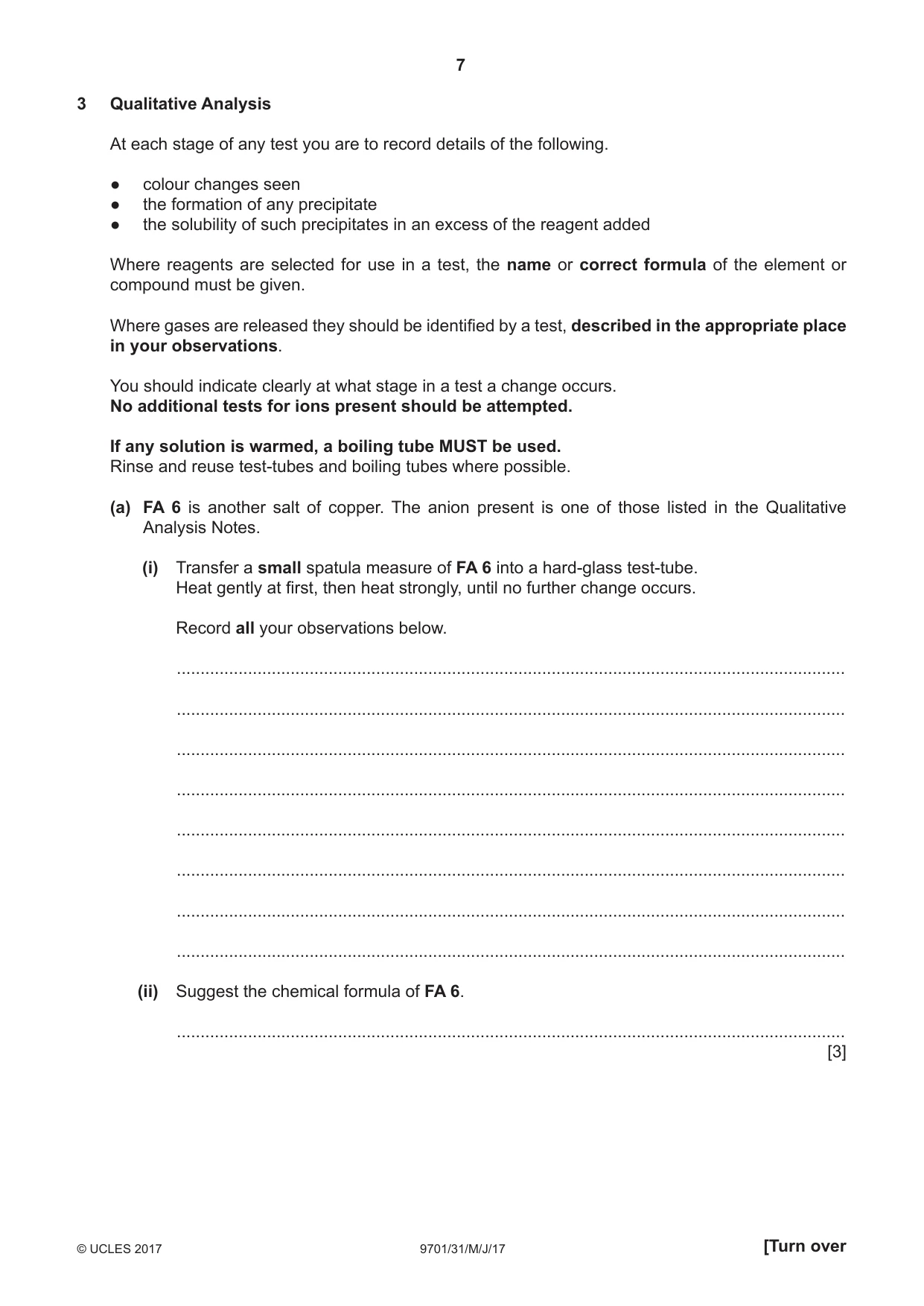 Cambridge A Level Chemistry 9701 2017 May/June Paper 3 · Variant 1 question paper, page 7 of 12