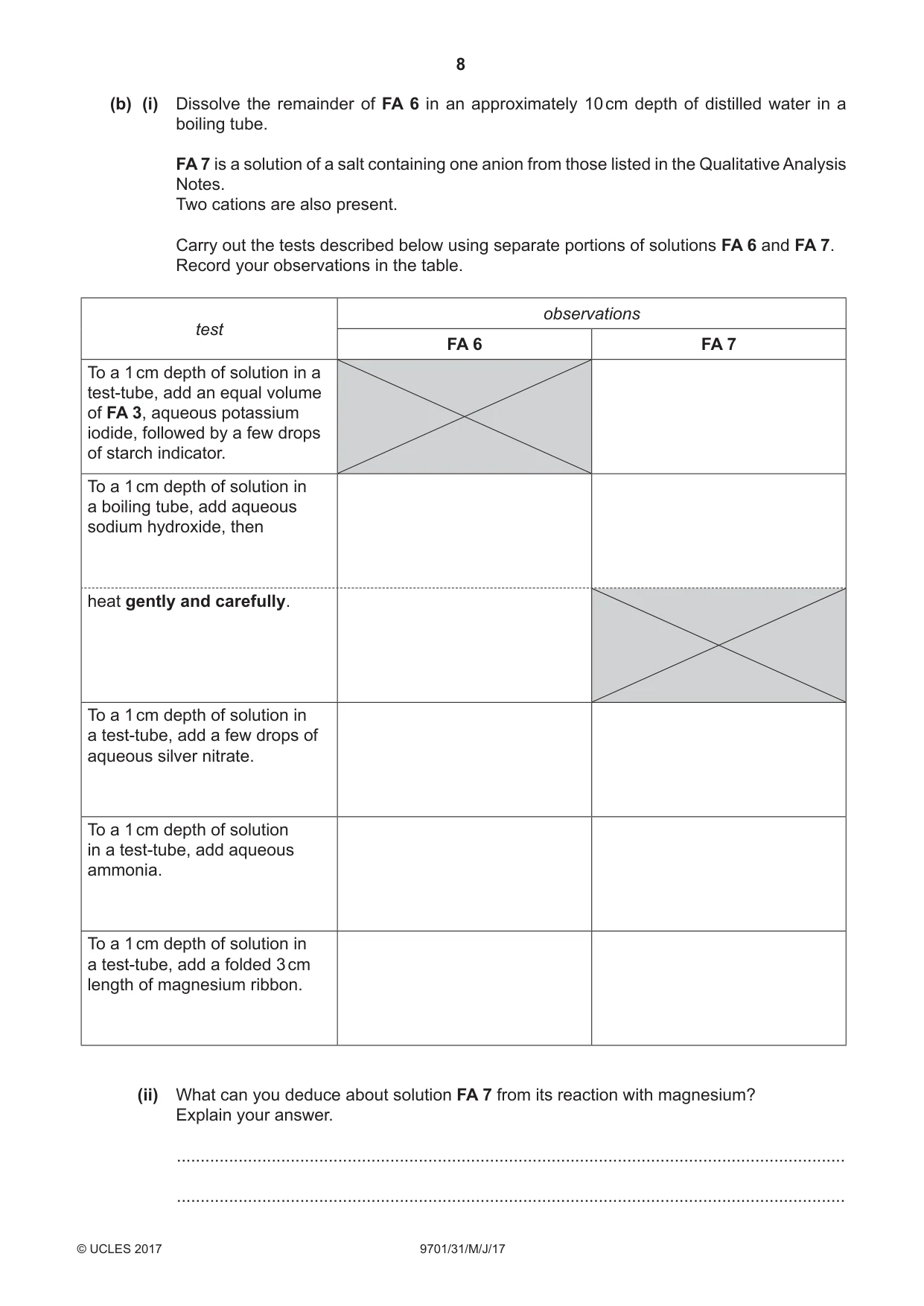 Cambridge A Level Chemistry 9701 2017 May/June Paper 3 · Variant 1 question paper, page 8 of 12