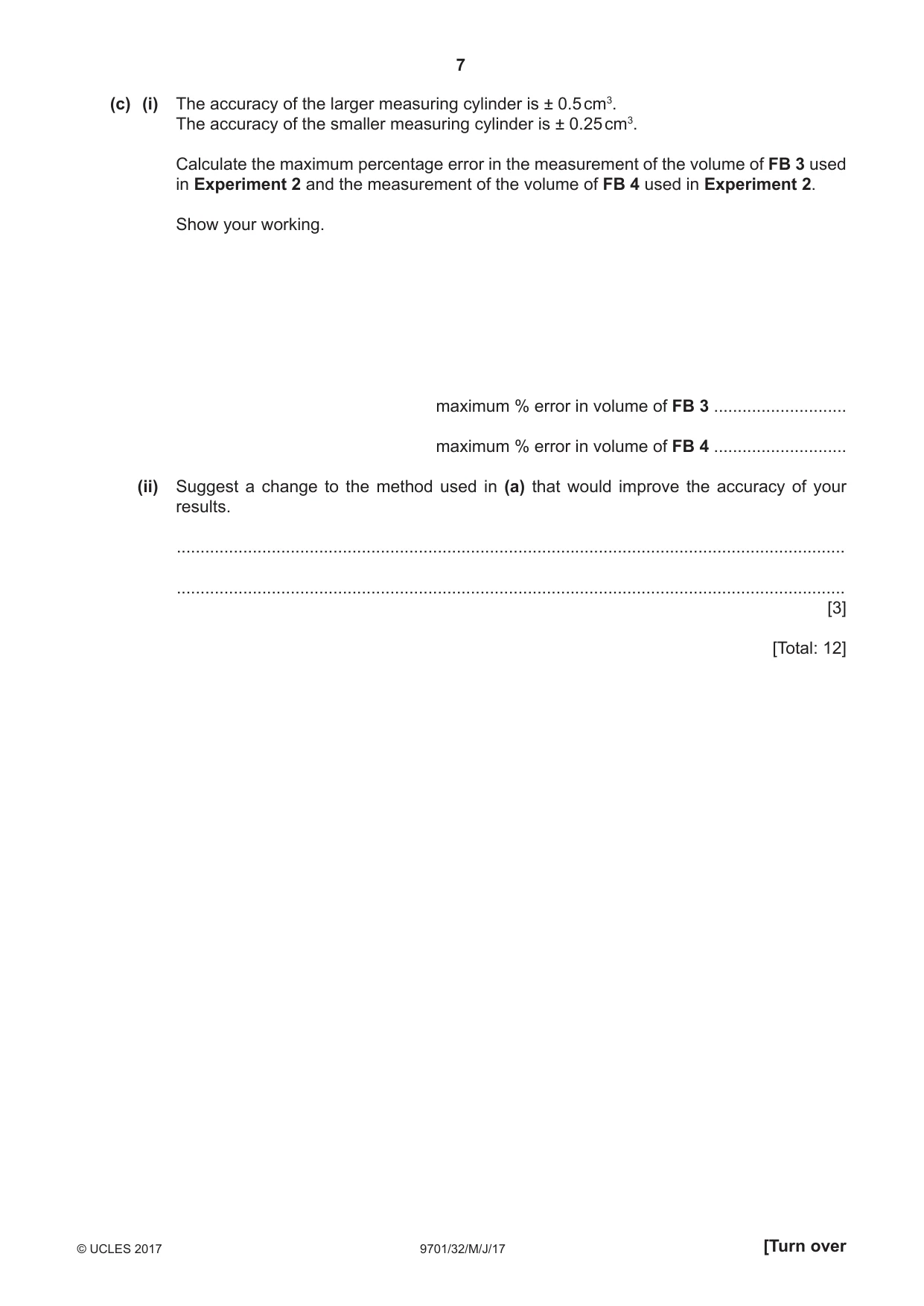 Cambridge A Level Chemistry 9701 2017 May/June Paper 3 · Variant 2 question paper, page 7 of 16