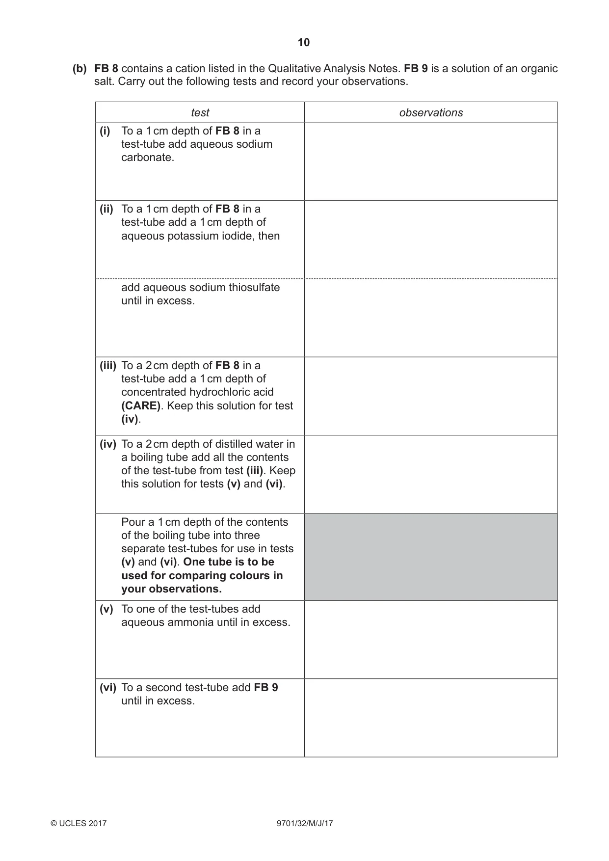 Cambridge A Level Chemistry 9701 2017 May/June Paper 3 · Variant 2 question paper, page 10 of 16