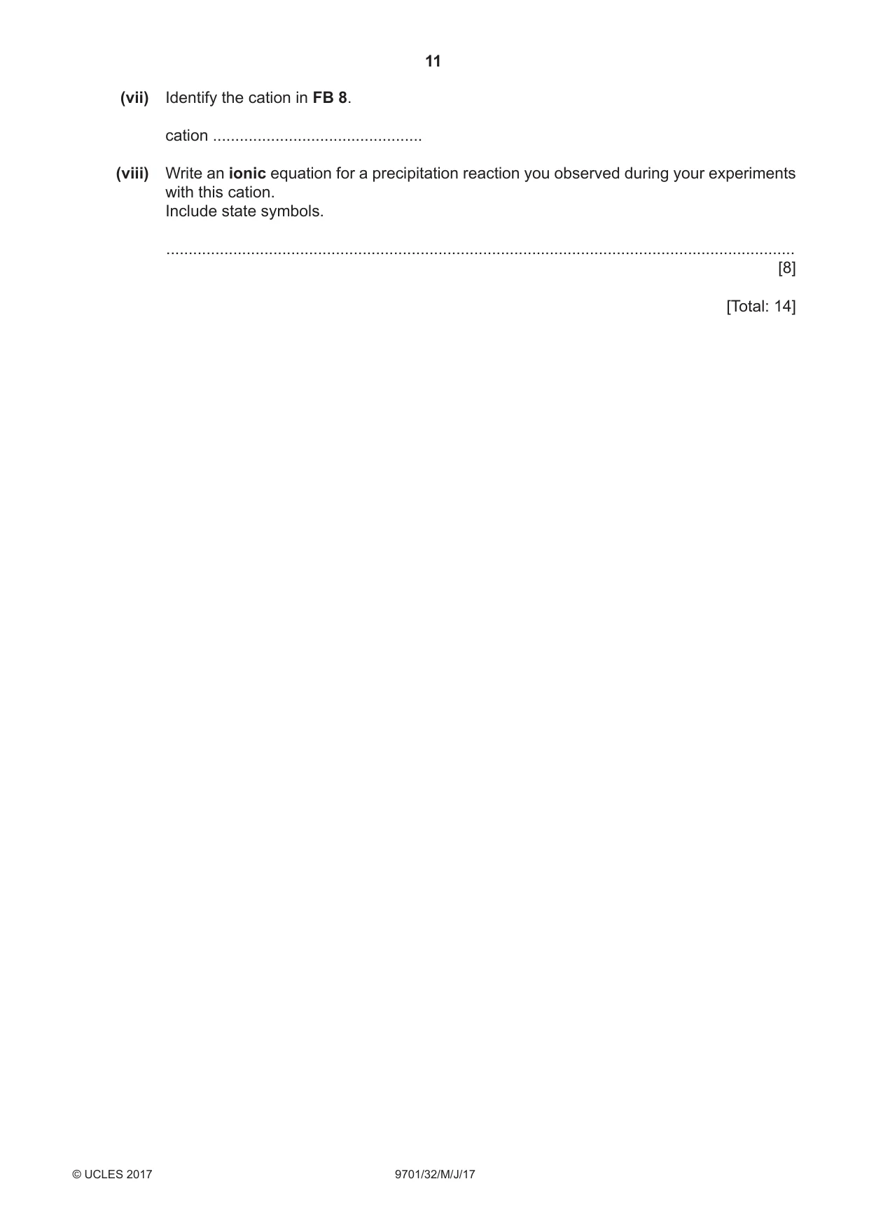 Cambridge A Level Chemistry 9701 2017 May/June Paper 3 · Variant 2 question paper, page 11 of 16