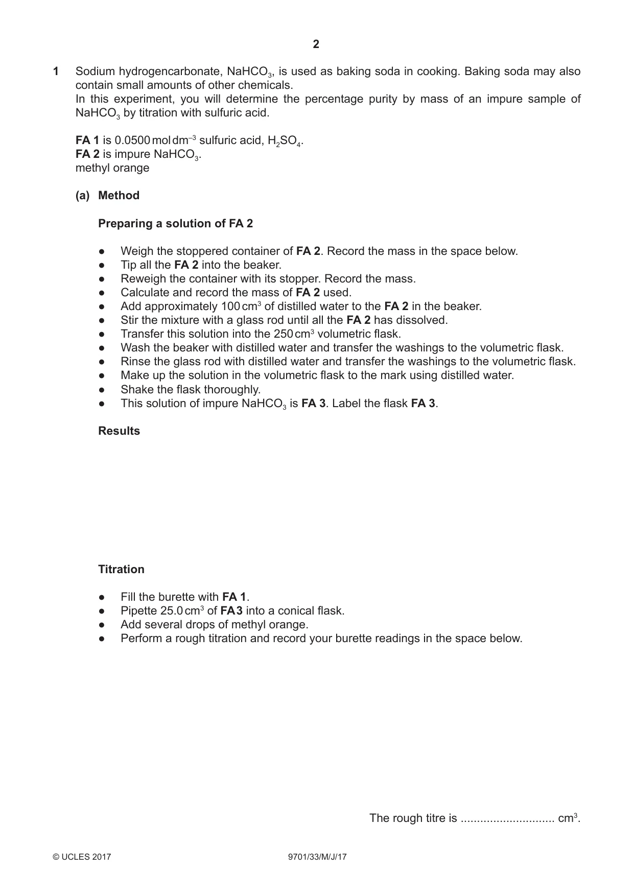 Cambridge A Level Chemistry 9701 2017 May/June Paper 3 · Variant 3 question paper, page 2 of 12