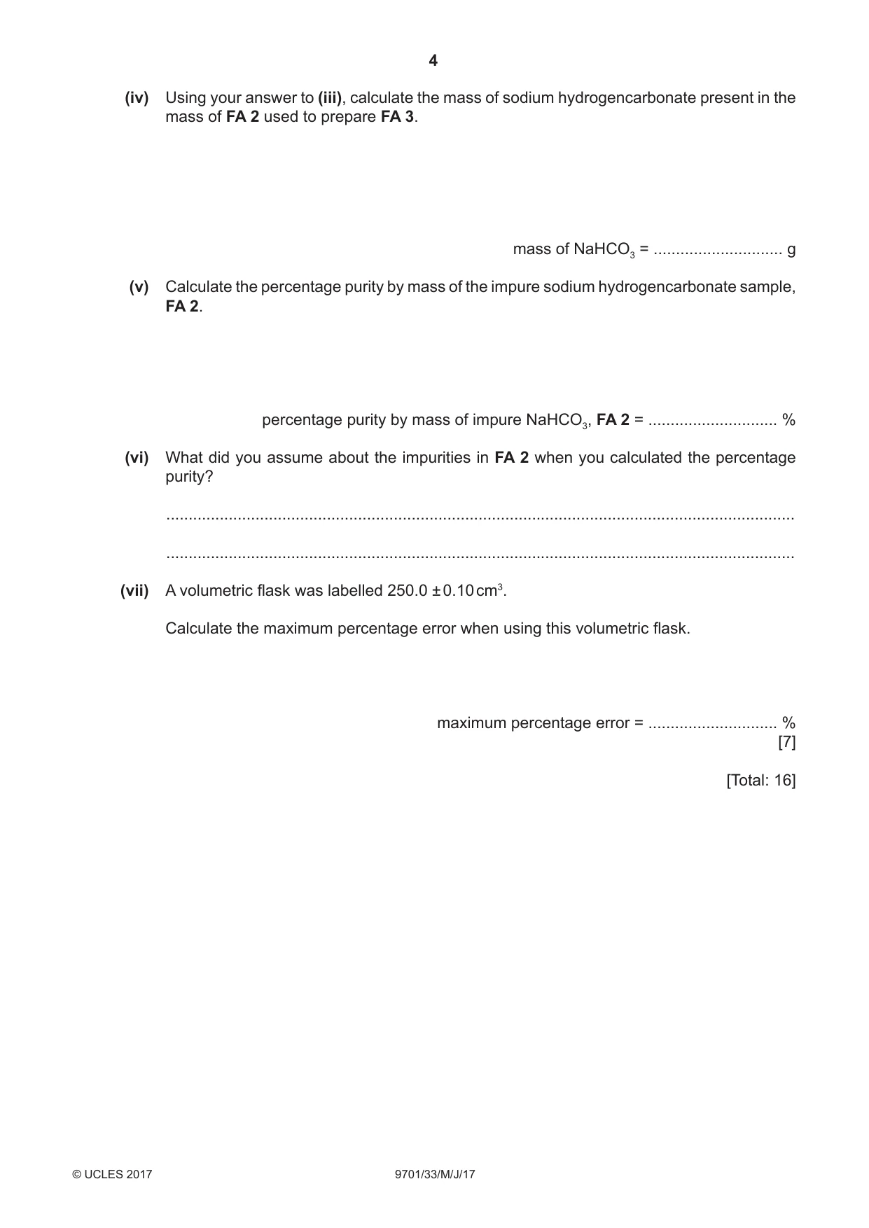Cambridge A Level Chemistry 9701 2017 May/June Paper 3 · Variant 3 question paper, page 4 of 12
