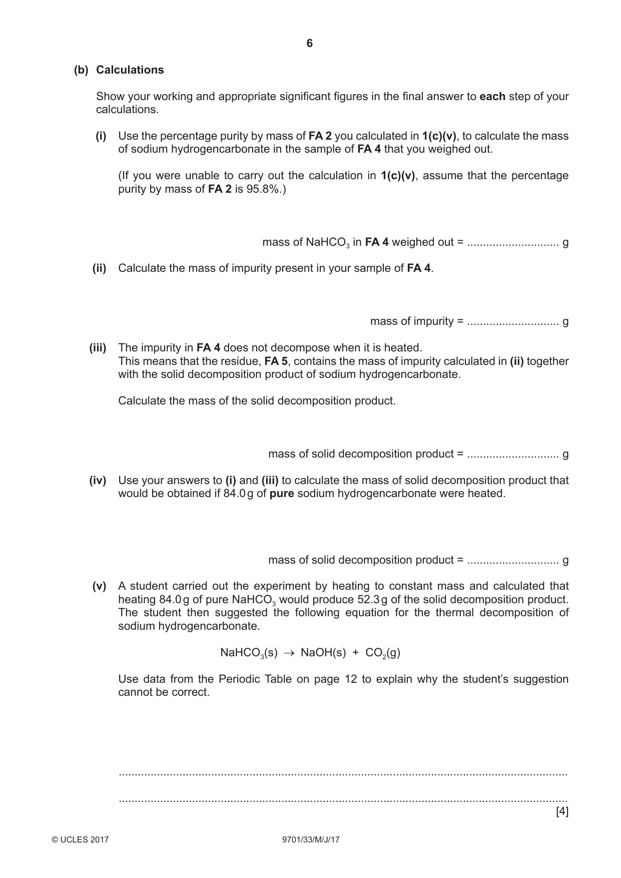 Cambridge A Level Chemistry 9701 2017 May/June Paper 3 · Variant 3 question paper, page 6 of 12