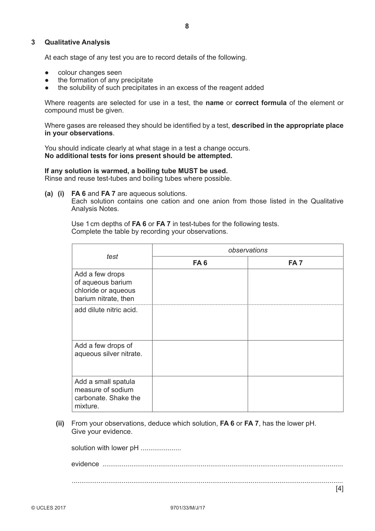 Cambridge A Level Chemistry 9701 2017 May/June Paper 3 · Variant 3 question paper, page 8 of 12