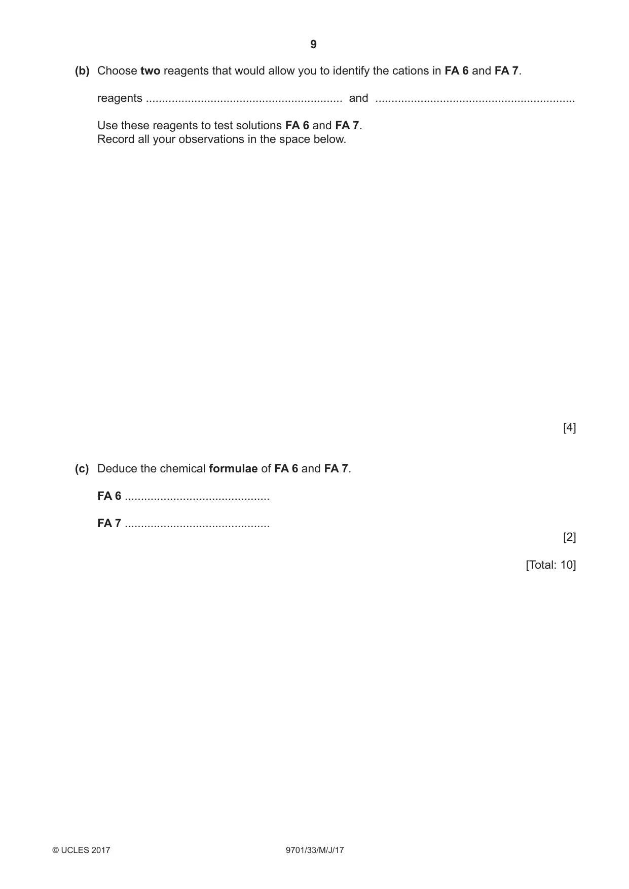Cambridge A Level Chemistry 9701 2017 May/June Paper 3 · Variant 3 question paper, page 9 of 12