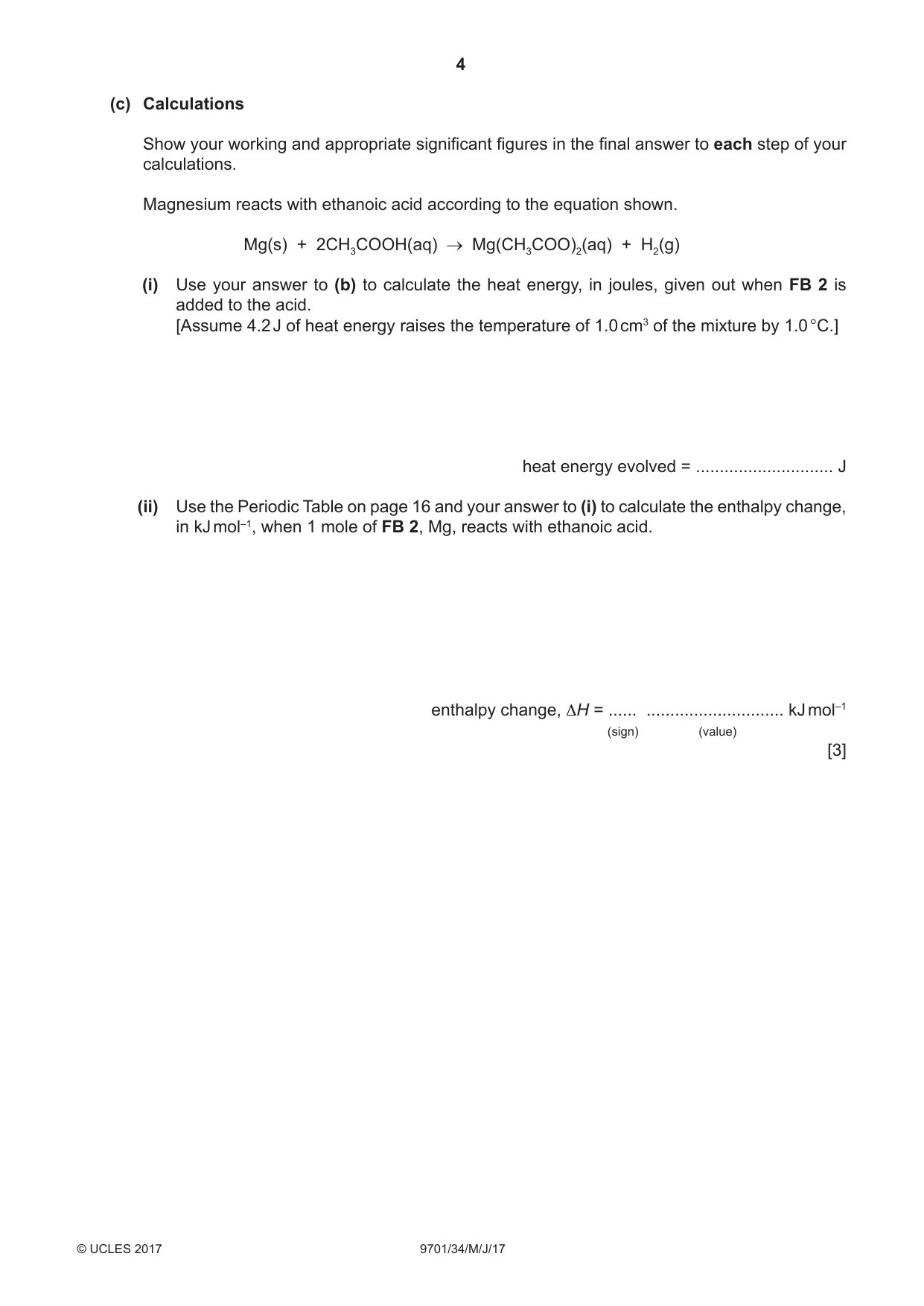 Cambridge A Level Chemistry 9701 2017 May/June Paper 3 · Variant 4 question paper, page 4 of 16