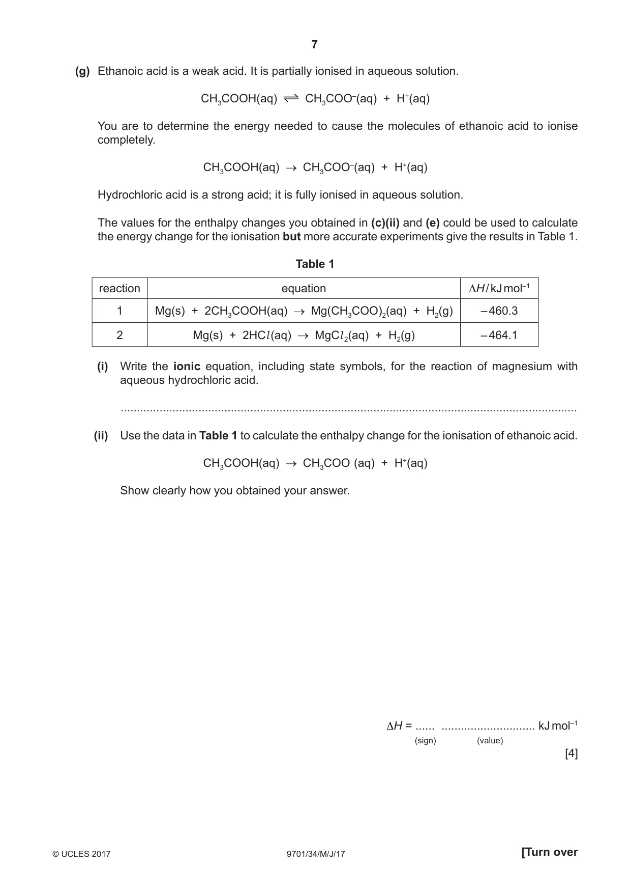 Cambridge A Level Chemistry 9701 2017 May/June Paper 3 · Variant 4 question paper, page 7 of 16