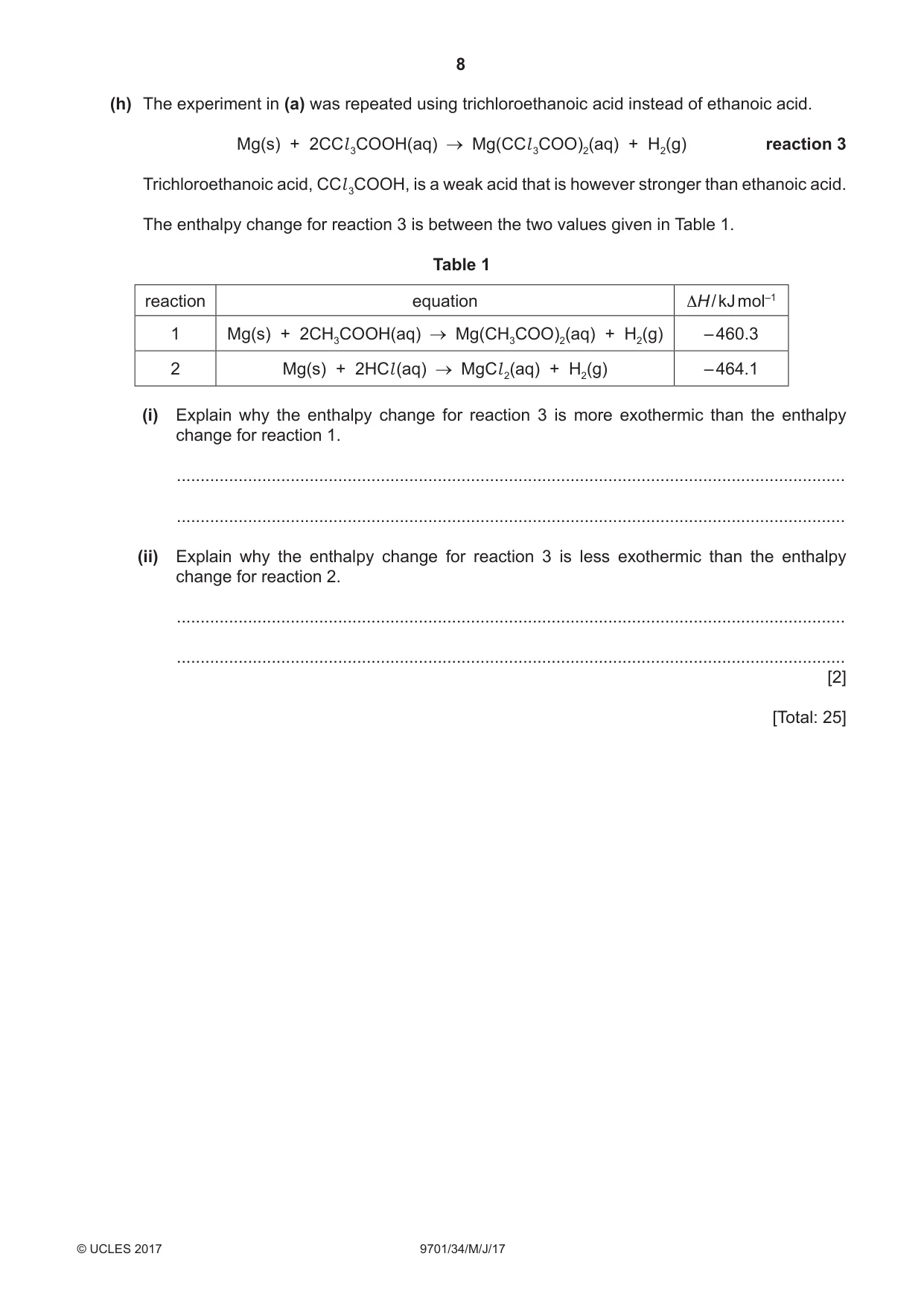 Cambridge A Level Chemistry 9701 2017 May/June Paper 3 · Variant 4 question paper, page 8 of 16