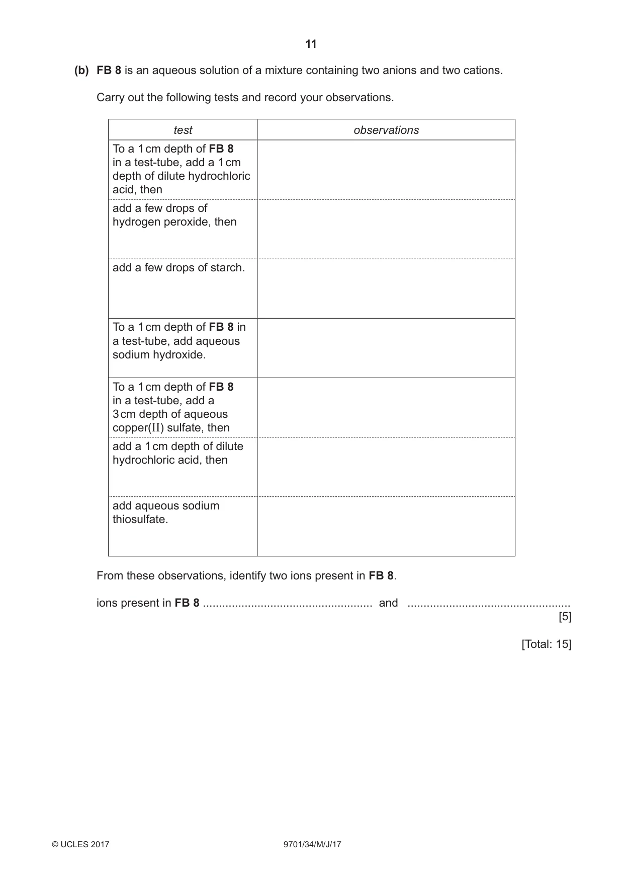 Cambridge A Level Chemistry 9701 2017 May/June Paper 3 · Variant 4 question paper, page 11 of 16