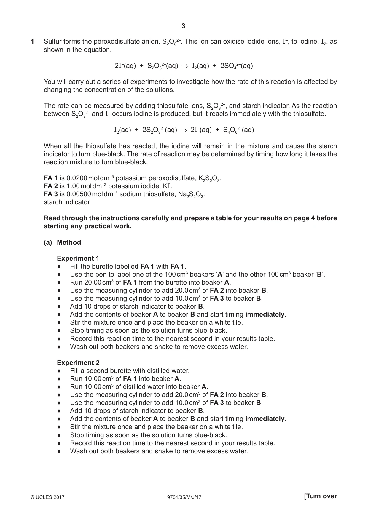 Cambridge A Level Chemistry 9701 2017 May/June Paper 3 · Variant 5 question paper, page 3 of 12