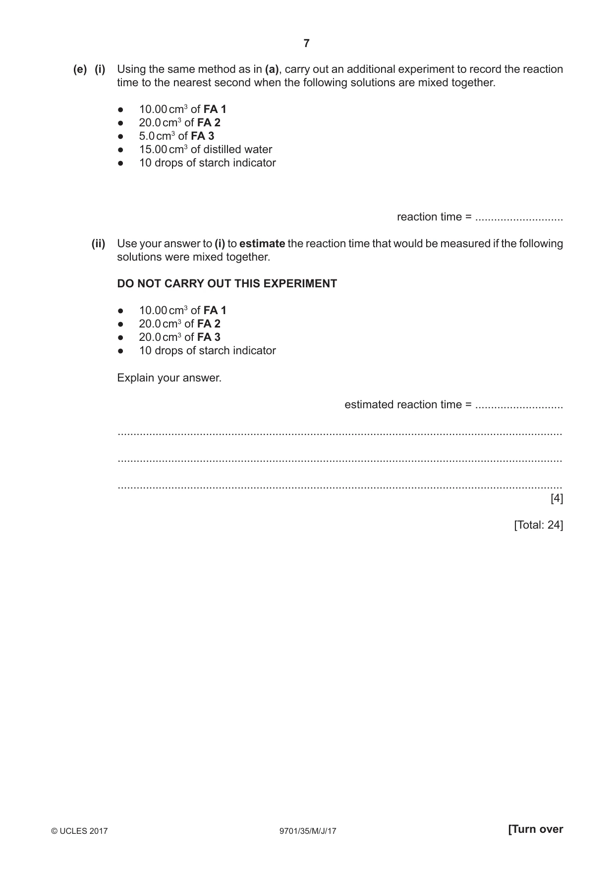 Cambridge A Level Chemistry 9701 2017 May/June Paper 3 · Variant 5 question paper, page 7 of 12
