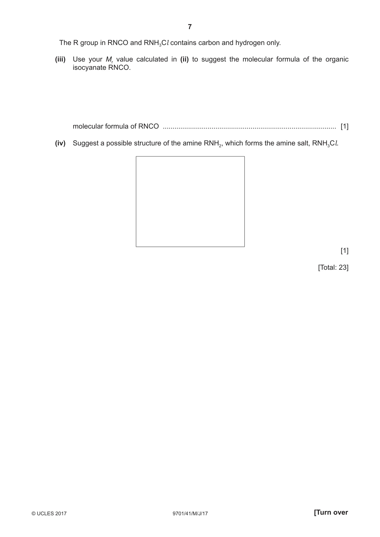 Cambridge A Level Chemistry 9701 2017 May/June Paper 4 · Variant 1 question paper, page 7 of 16