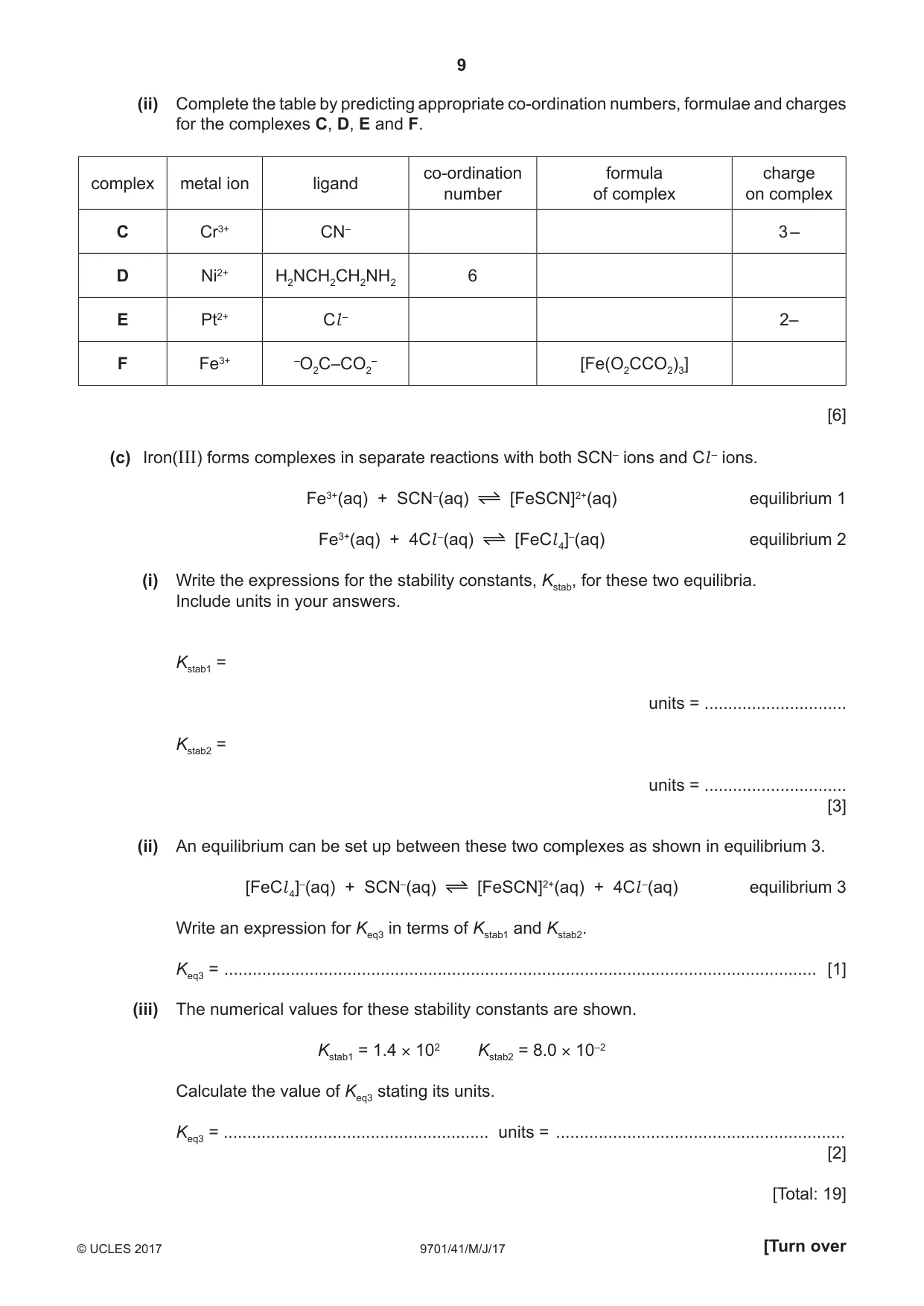 Cambridge A Level Chemistry 9701 2017 May/June Paper 4 · Variant 1 question paper, page 9 of 16