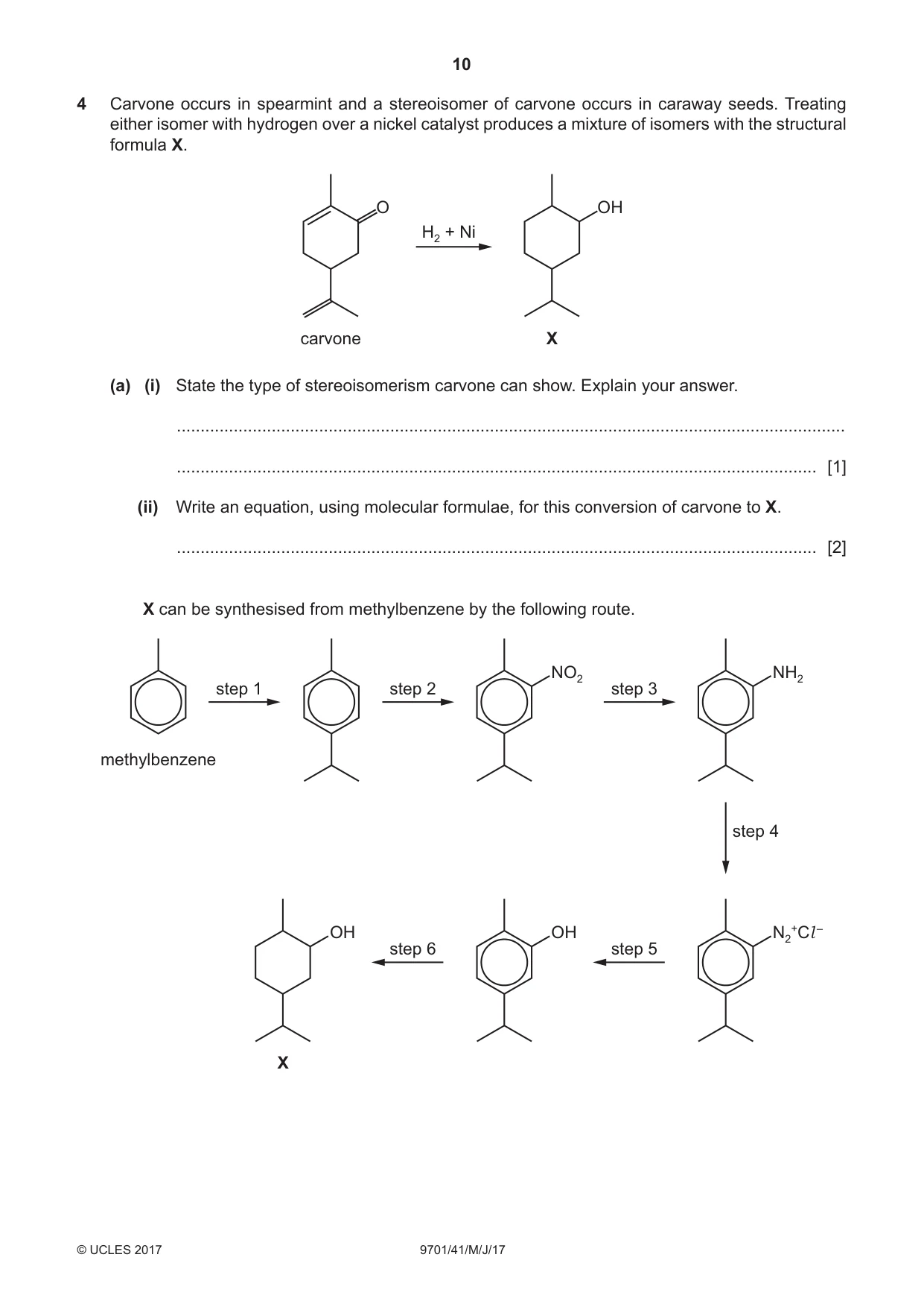 Cambridge A Level Chemistry 9701 2017 May/June Paper 4 · Variant 1 question paper, page 10 of 16