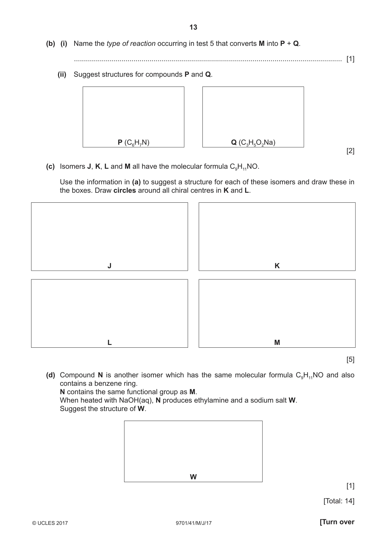 Cambridge A Level Chemistry 9701 2017 May/June Paper 4 · Variant 1 question paper, page 13 of 16