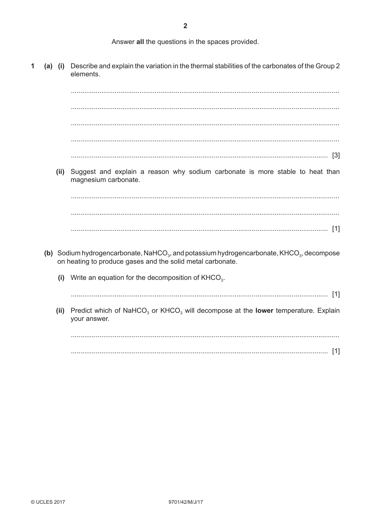 Cambridge A Level Chemistry 9701 2017 May/June Paper 4 · Variant 2 question paper, page 2 of 20