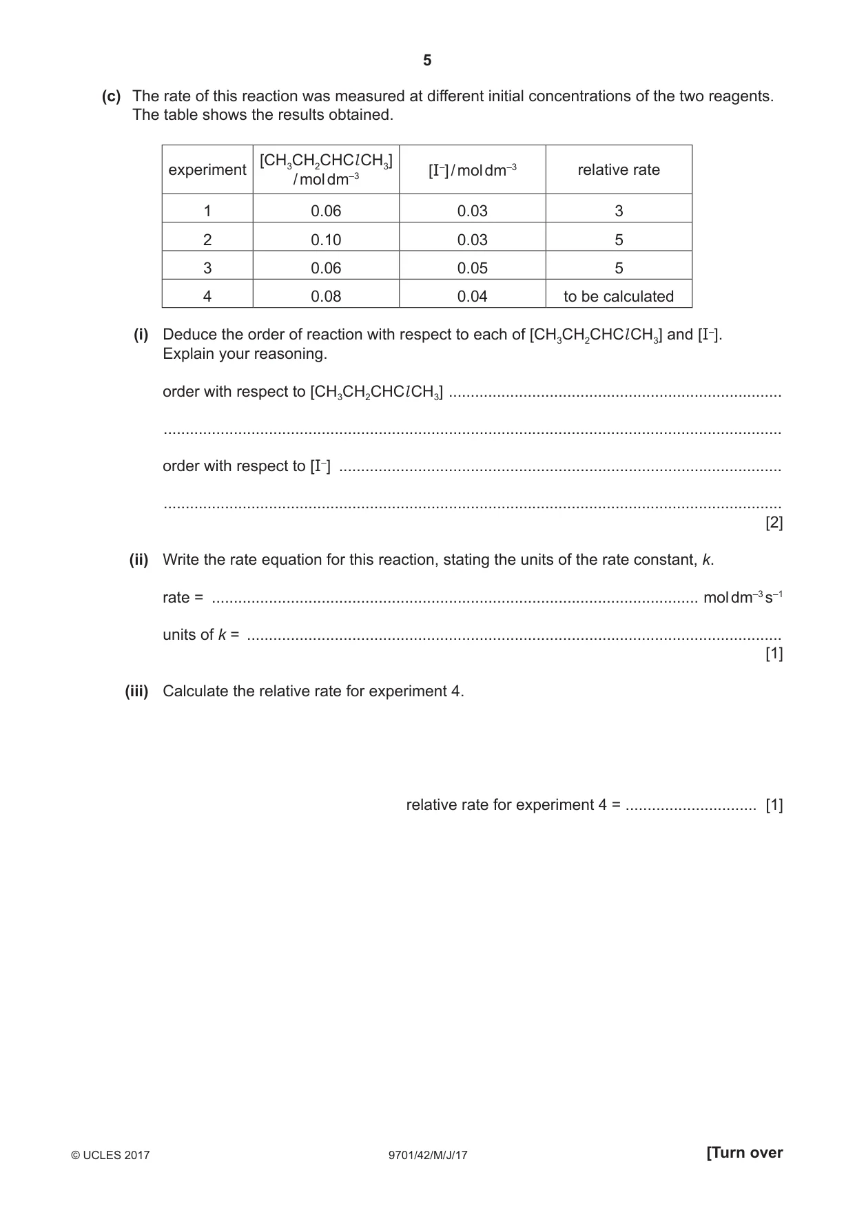 Cambridge A Level Chemistry 9701 2017 May/June Paper 4 · Variant 2 question paper, page 5 of 20