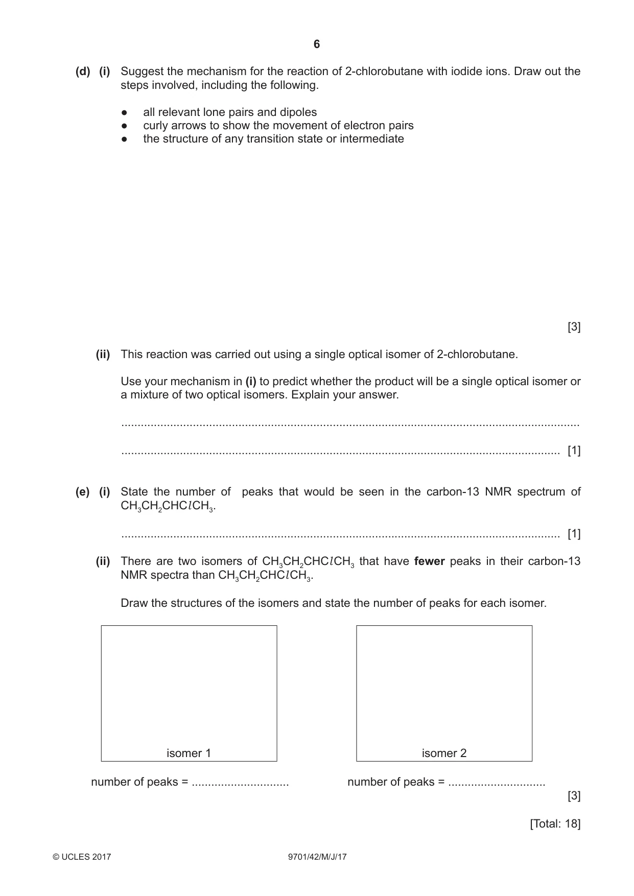 Cambridge A Level Chemistry 9701 2017 May/June Paper 4 · Variant 2 question paper, page 6 of 20