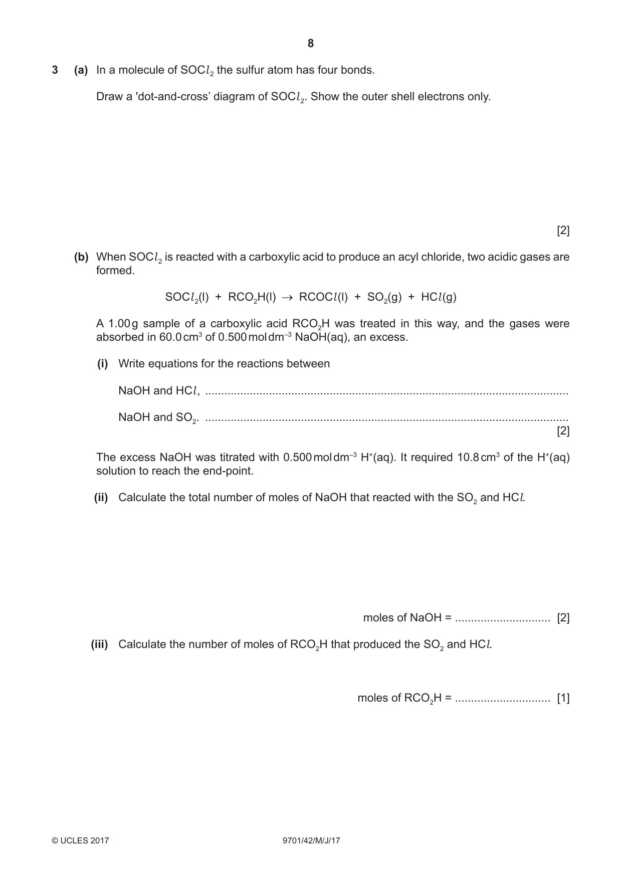 Cambridge A Level Chemistry 9701 2017 May/June Paper 4 · Variant 2 question paper, page 8 of 20