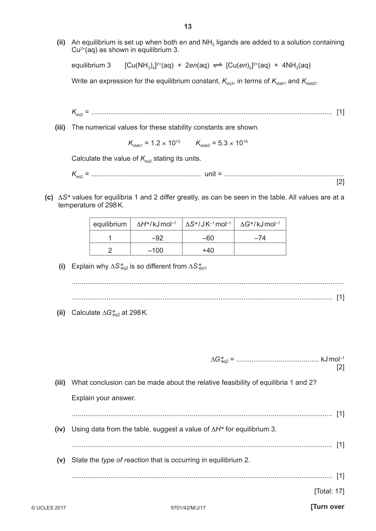 Cambridge A Level Chemistry 9701 2017 May/June Paper 4 · Variant 2 question paper, page 13 of 20
