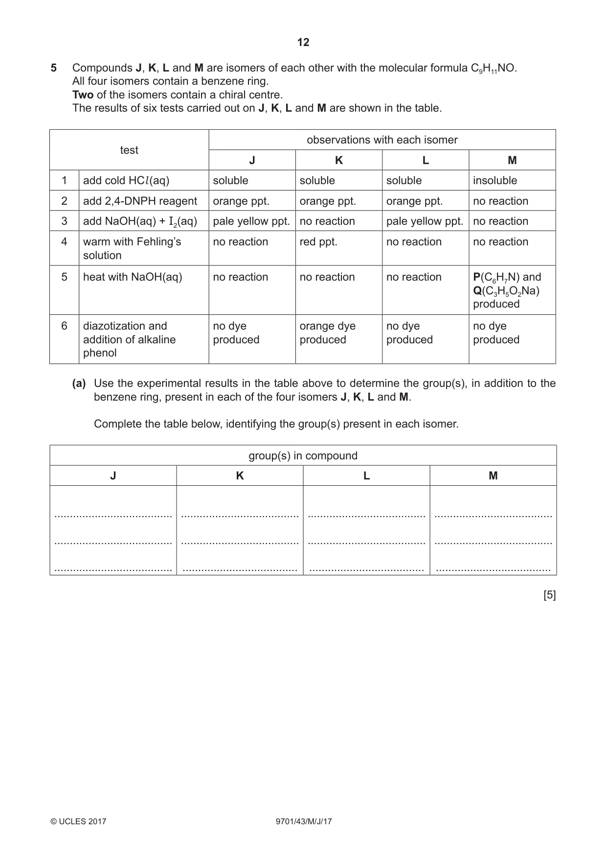 Cambridge A Level Chemistry 9701 2017 May/June Paper 4 · Variant 3 question paper, page 12 of 16