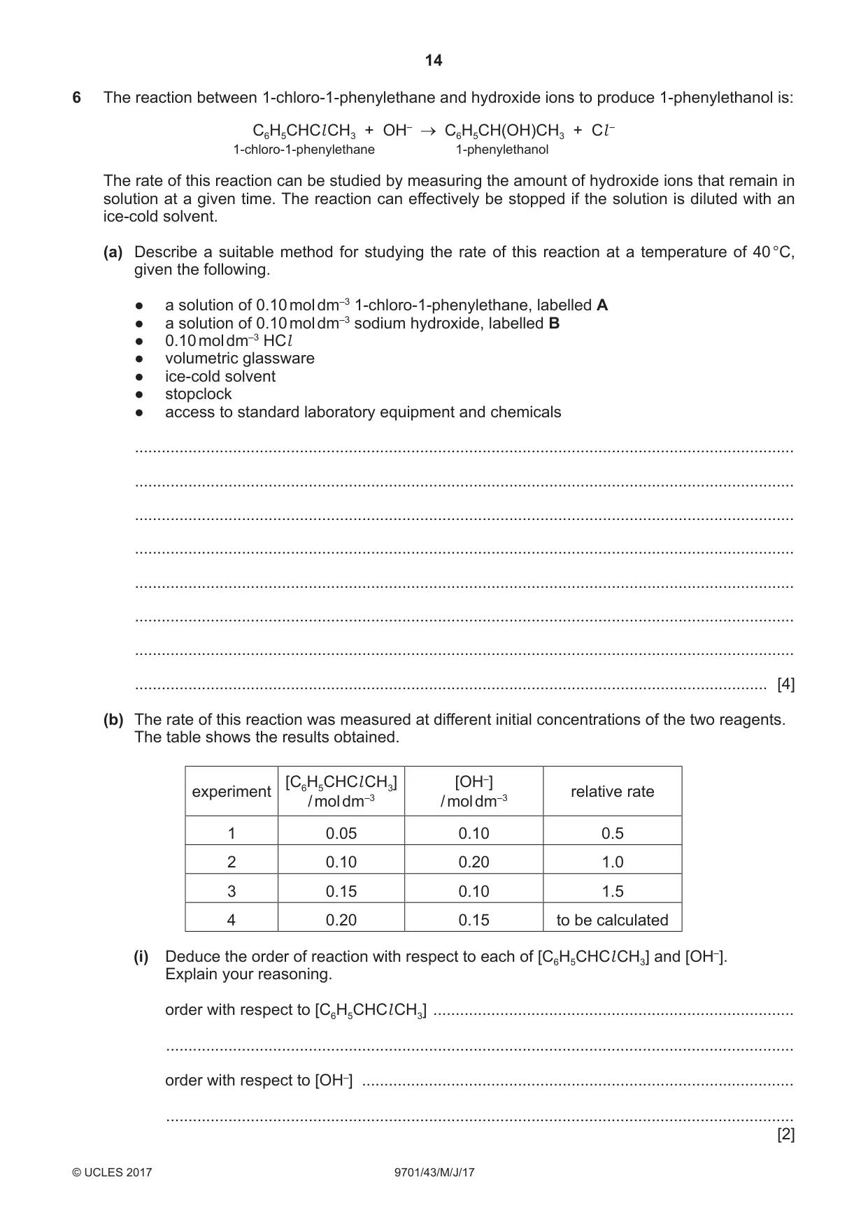 Cambridge A Level Chemistry 9701 2017 May/June Paper 4 · Variant 3 question paper, page 14 of 16