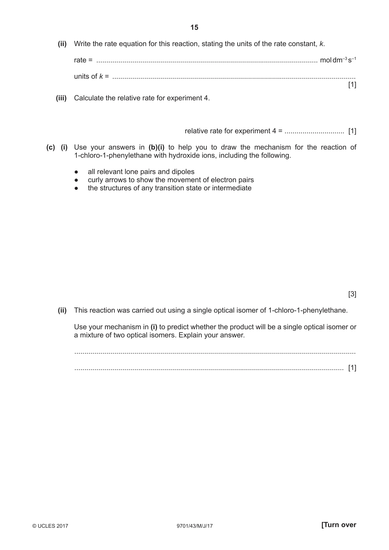 Cambridge A Level Chemistry 9701 2017 May/June Paper 4 · Variant 3 question paper, page 15 of 16