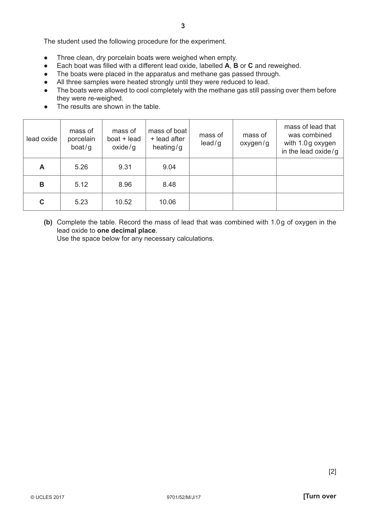 Cambridge A Level Chemistry 9701 2017 May/June Paper 5 · Variant 2 question paper, page 3 of 16