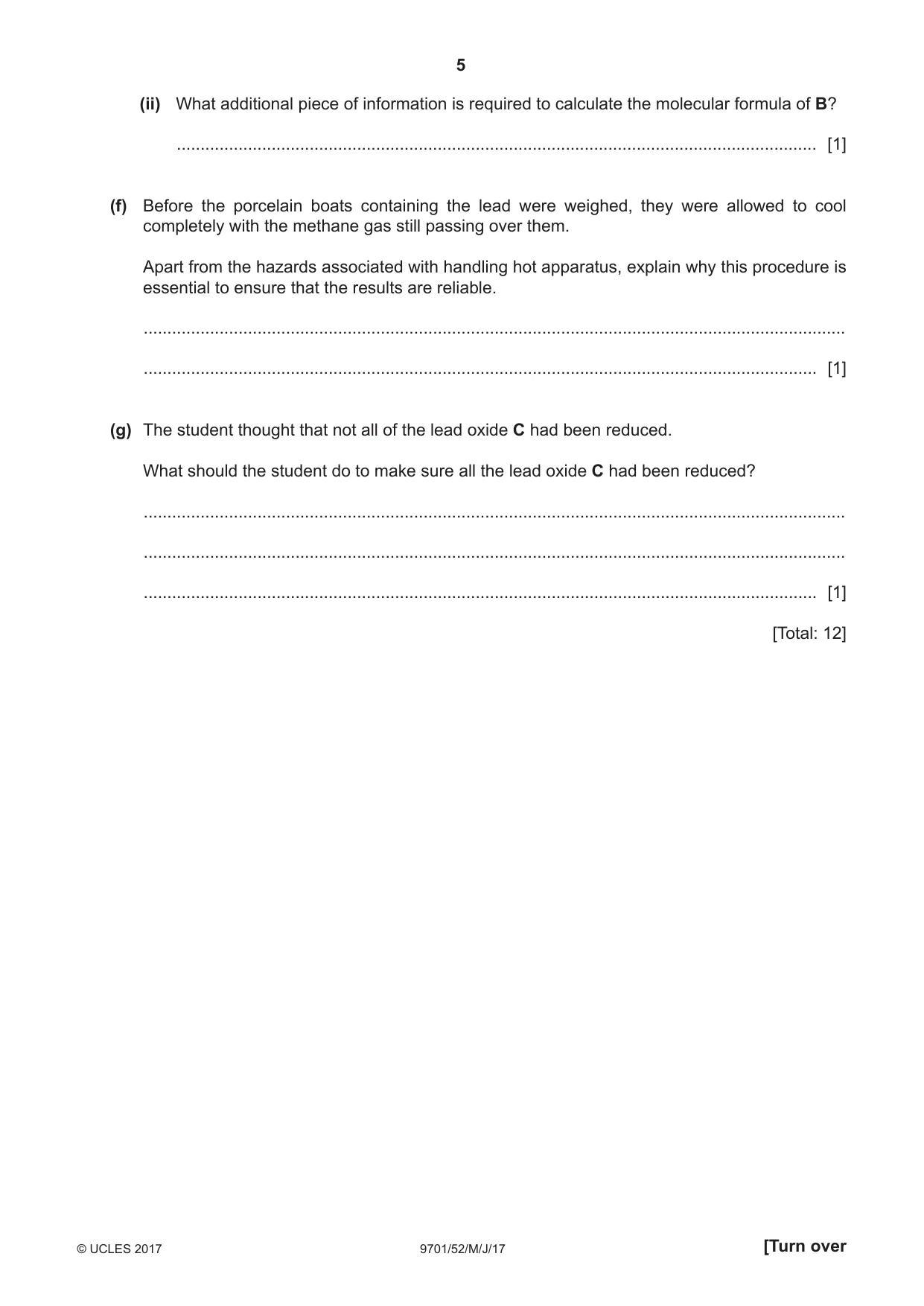 Cambridge A Level Chemistry 9701 2017 May/June Paper 5 · Variant 2 question paper, page 5 of 16