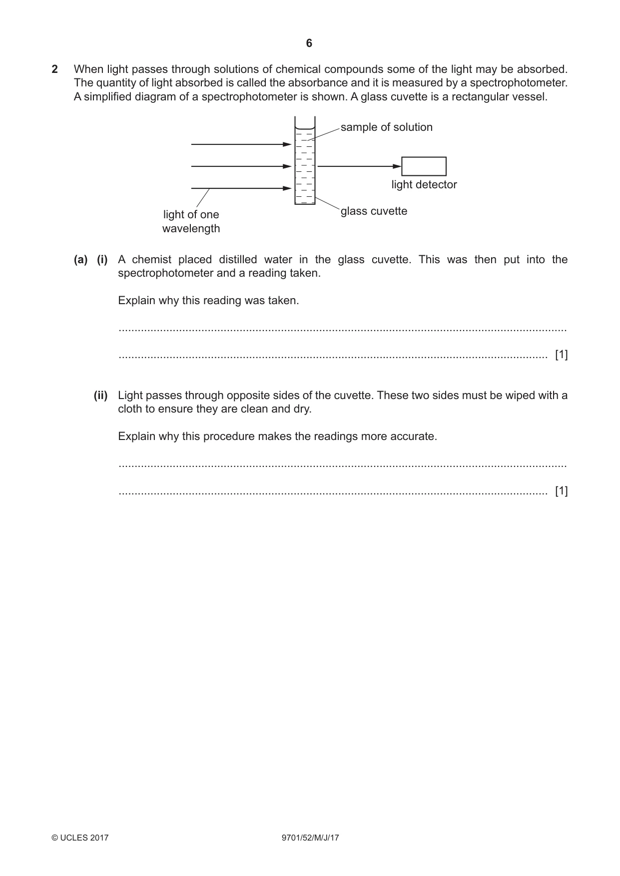 Cambridge A Level Chemistry 9701 2017 May/June Paper 5 · Variant 2 question paper, page 6 of 16