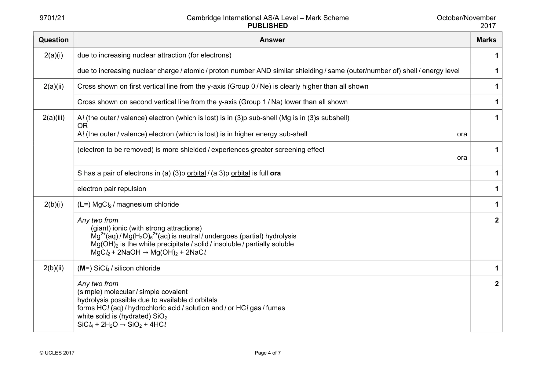 Mark scheme, page 4 of 7