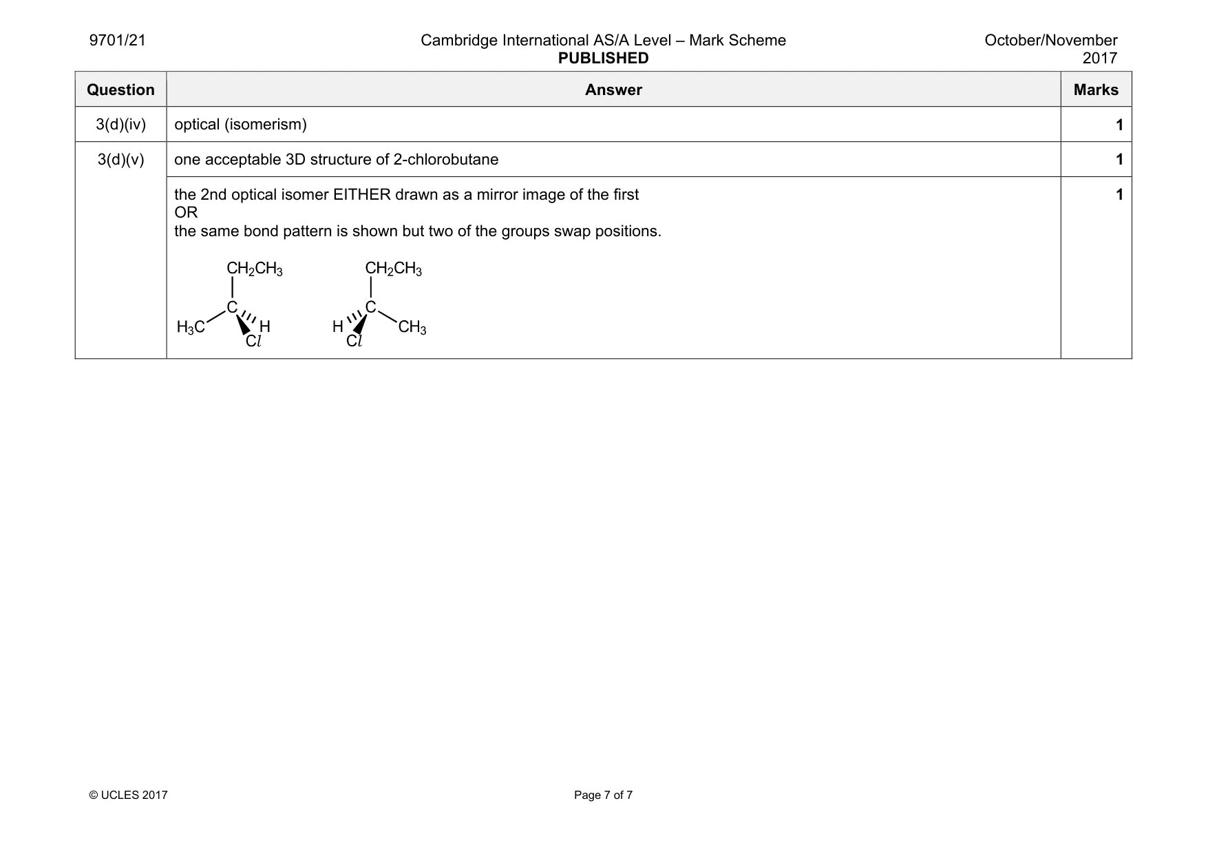 Mark scheme, page 7 of 7