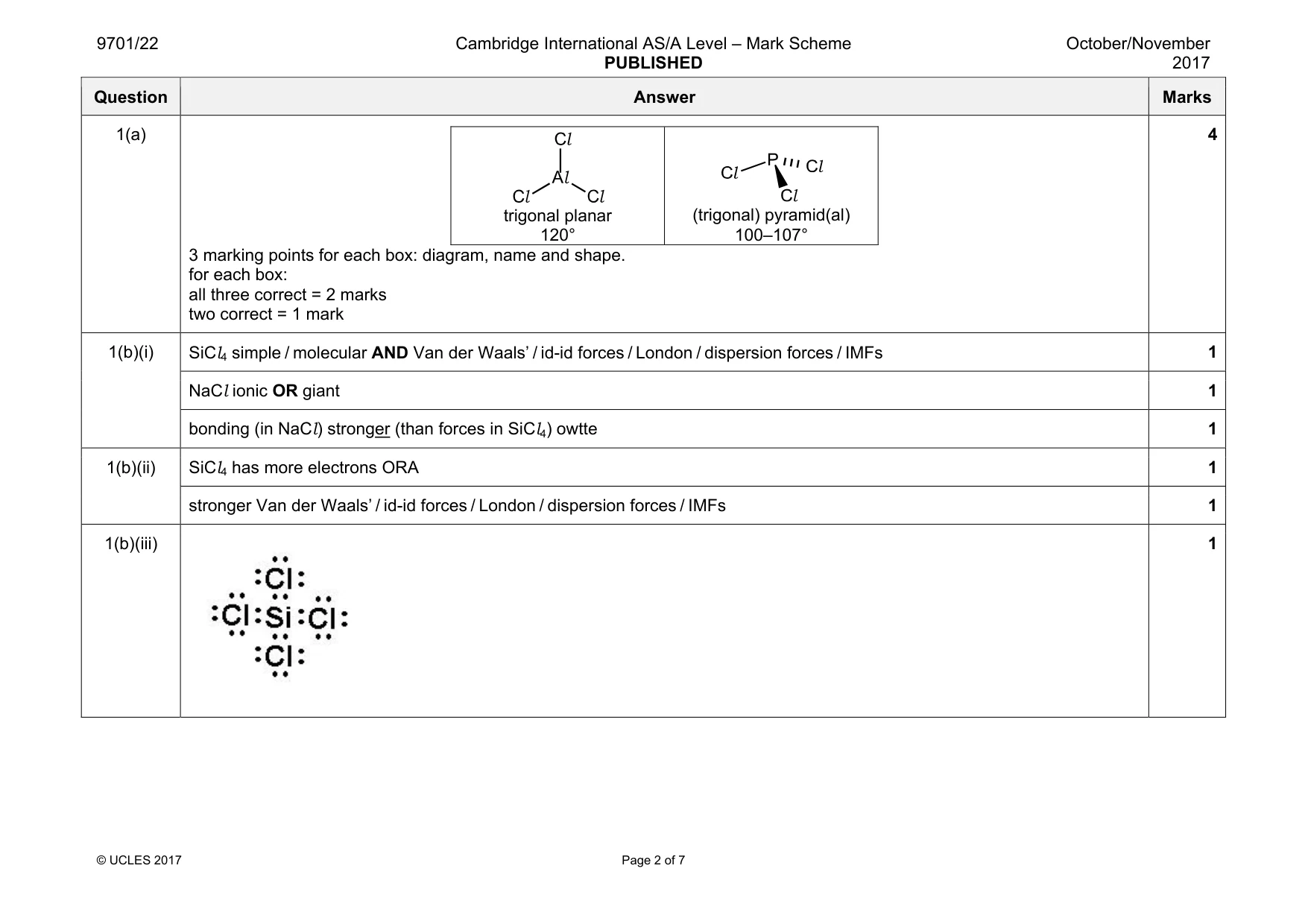 Mark scheme, page 2 of 7
